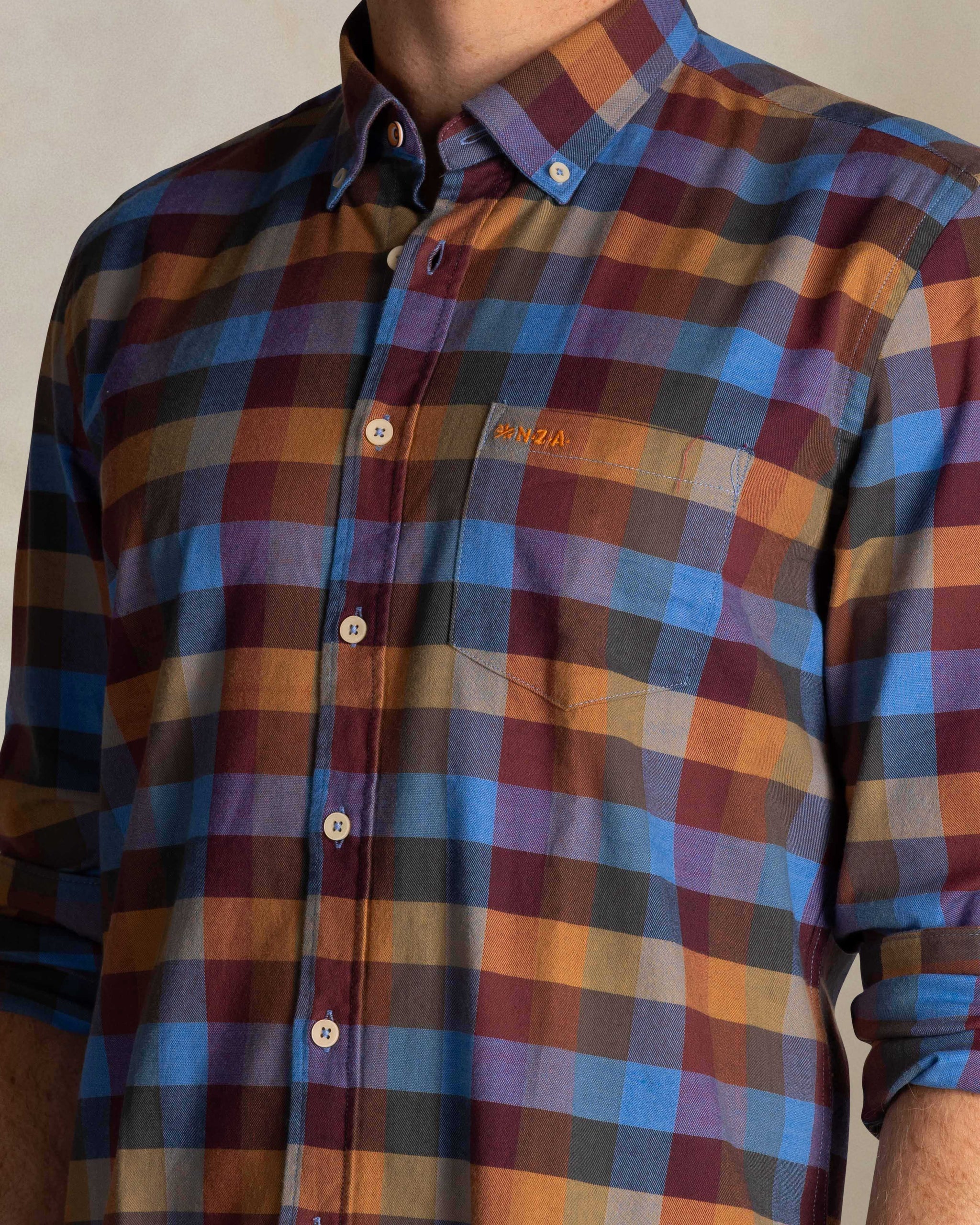 Chemise en coton à carreaux bleu Chemise en coton à carreaux bleu