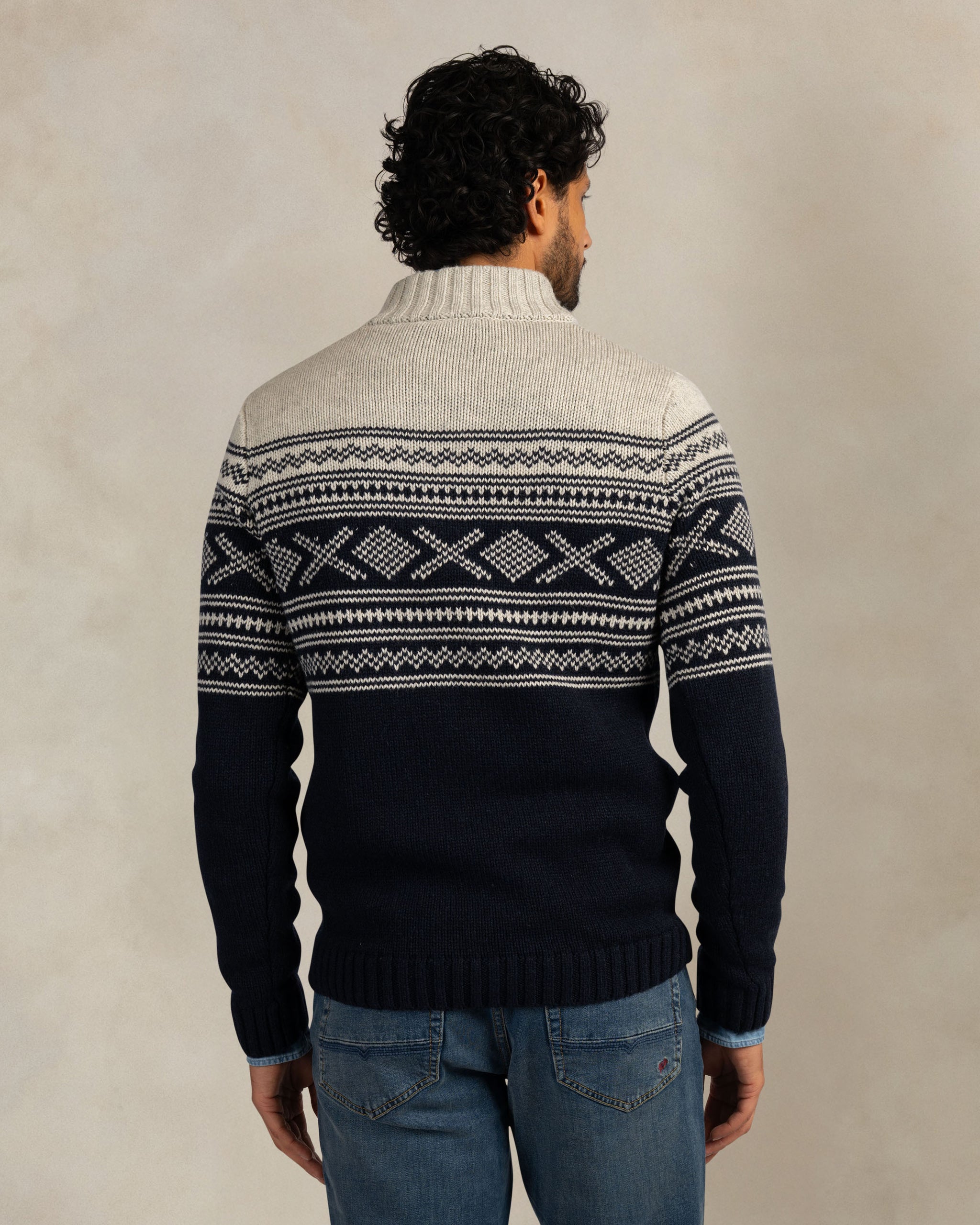 Dark blue chunky knit quarter zip pullover Dark blue chunky knit quarter zip pullover