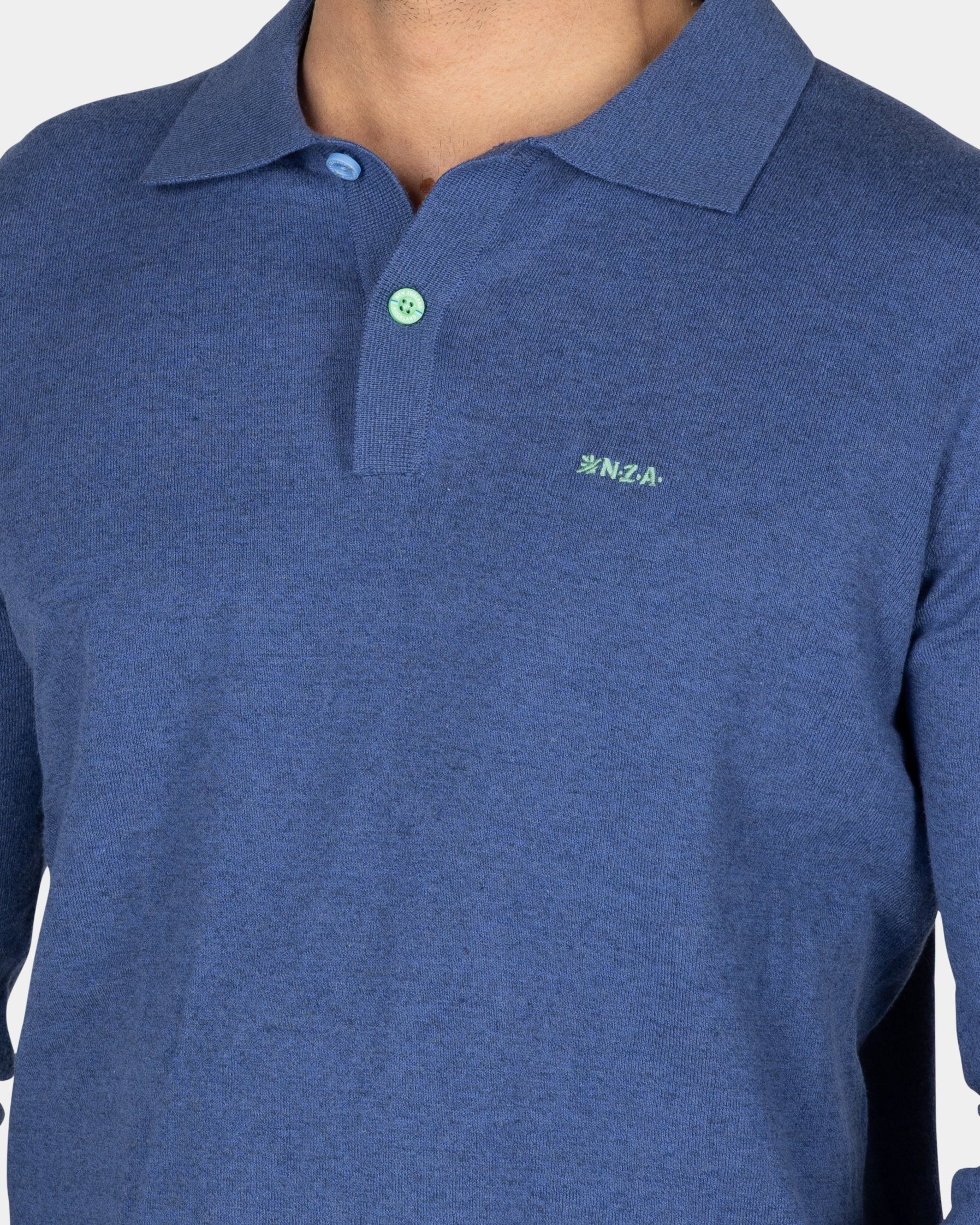 Blauw longsleeve poloshirt Blauw longsleeve poloshirt