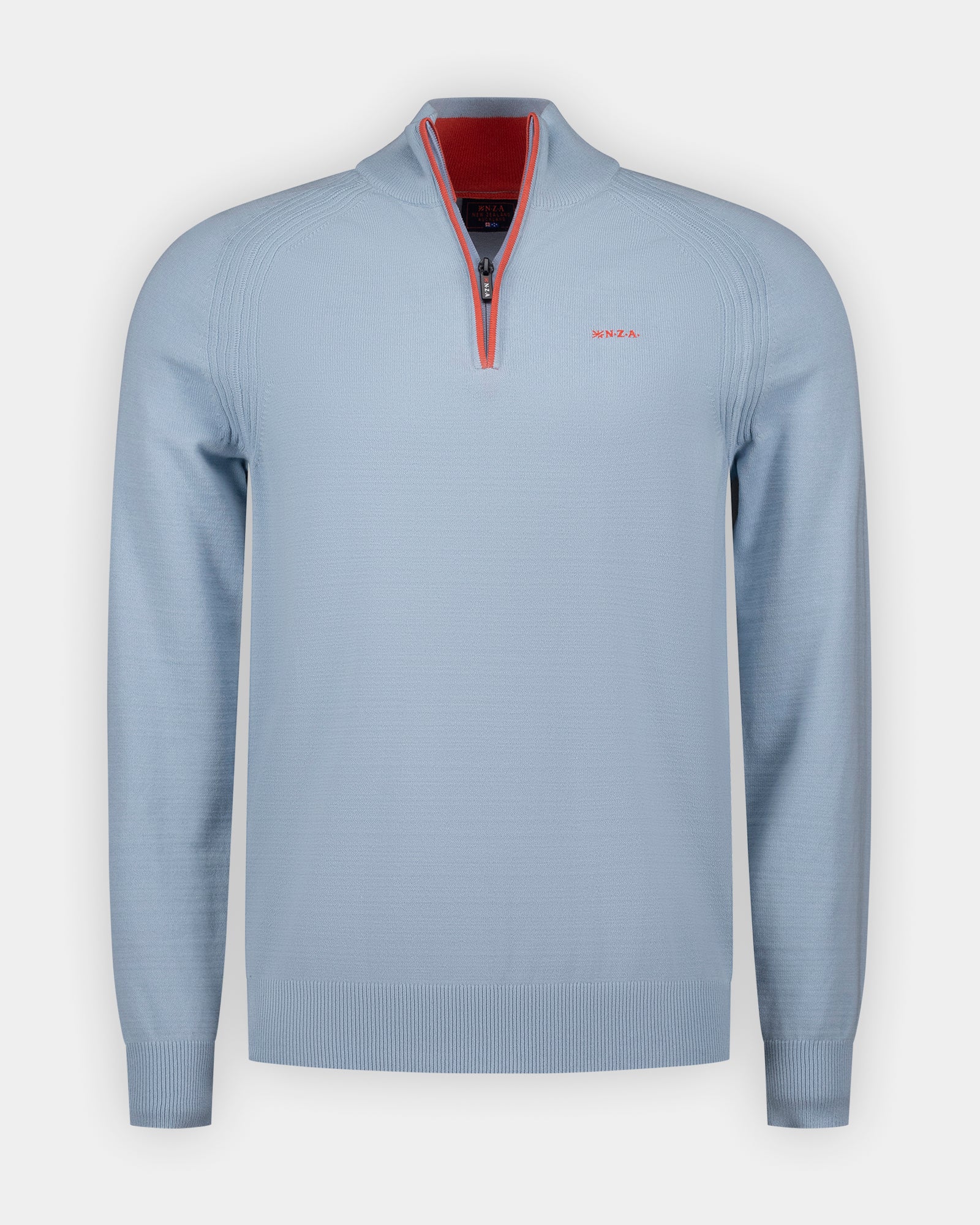 Blauwe katoenen quarter zip trui Blauwe katoenen quarter zip trui