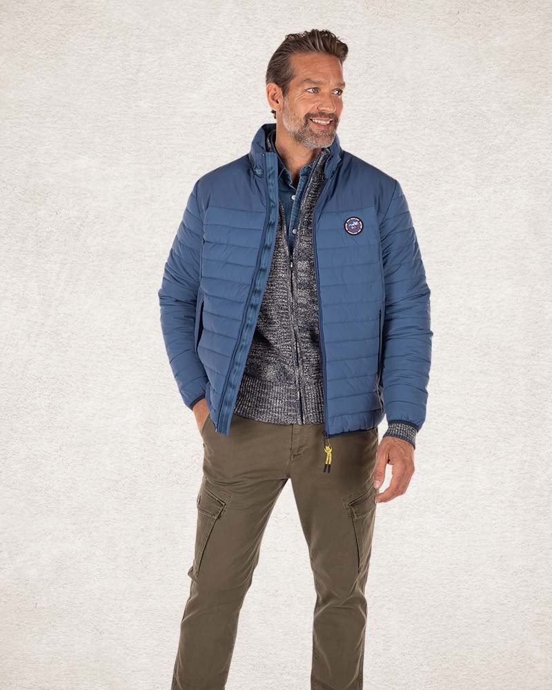Padded solid coloured winter jacket - Lead Blue
