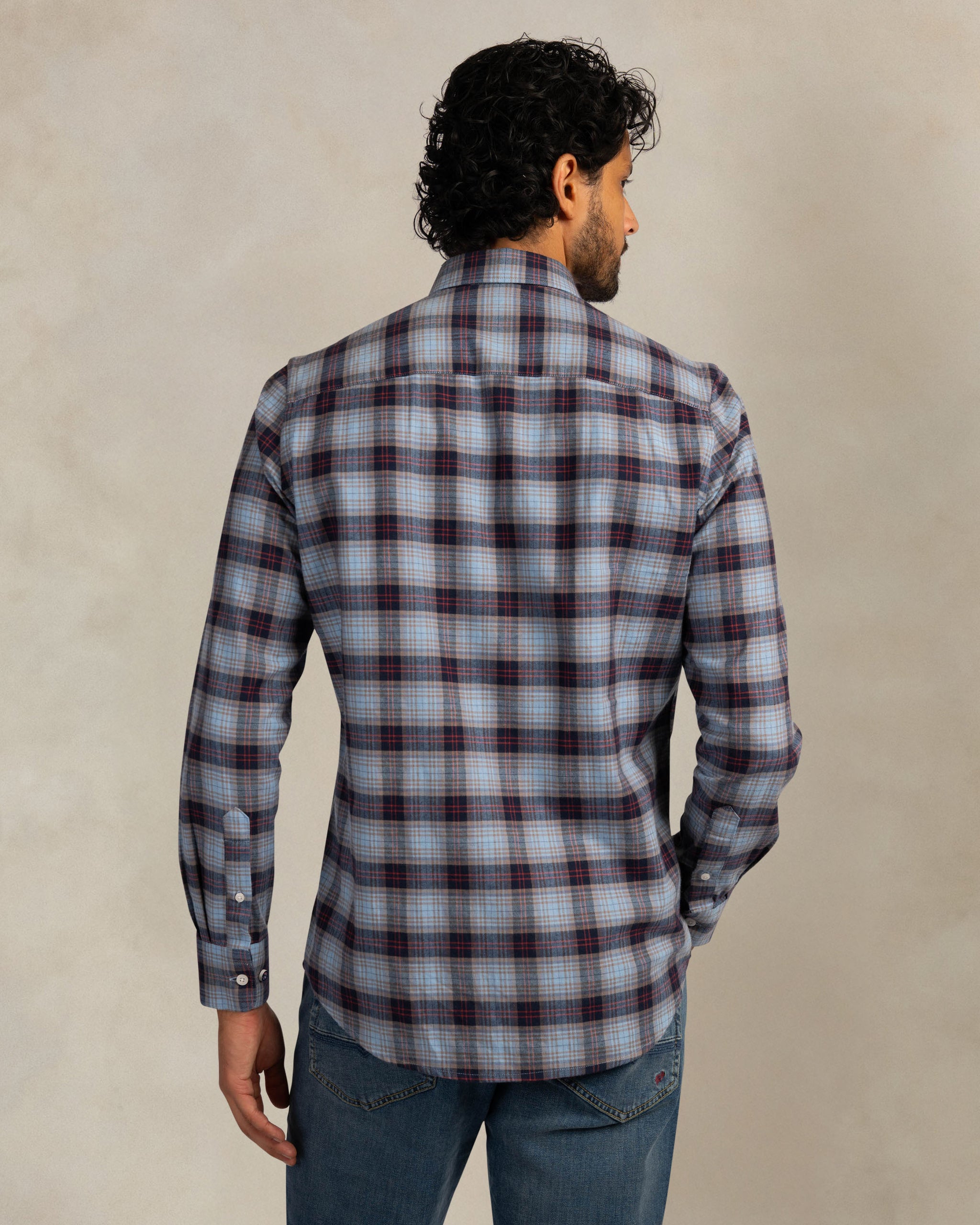 Blue flannel stretch shirt Blue flannel stretch shirt