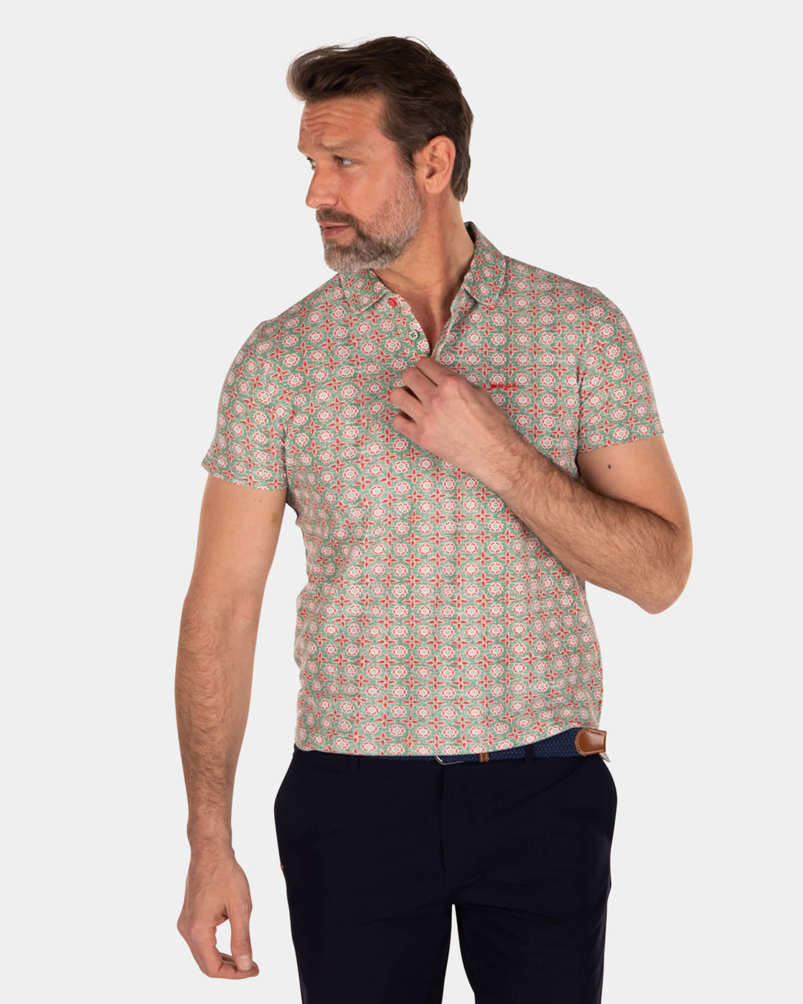 Bruine polo met print - Active Army Bruine polo met print - Active Army