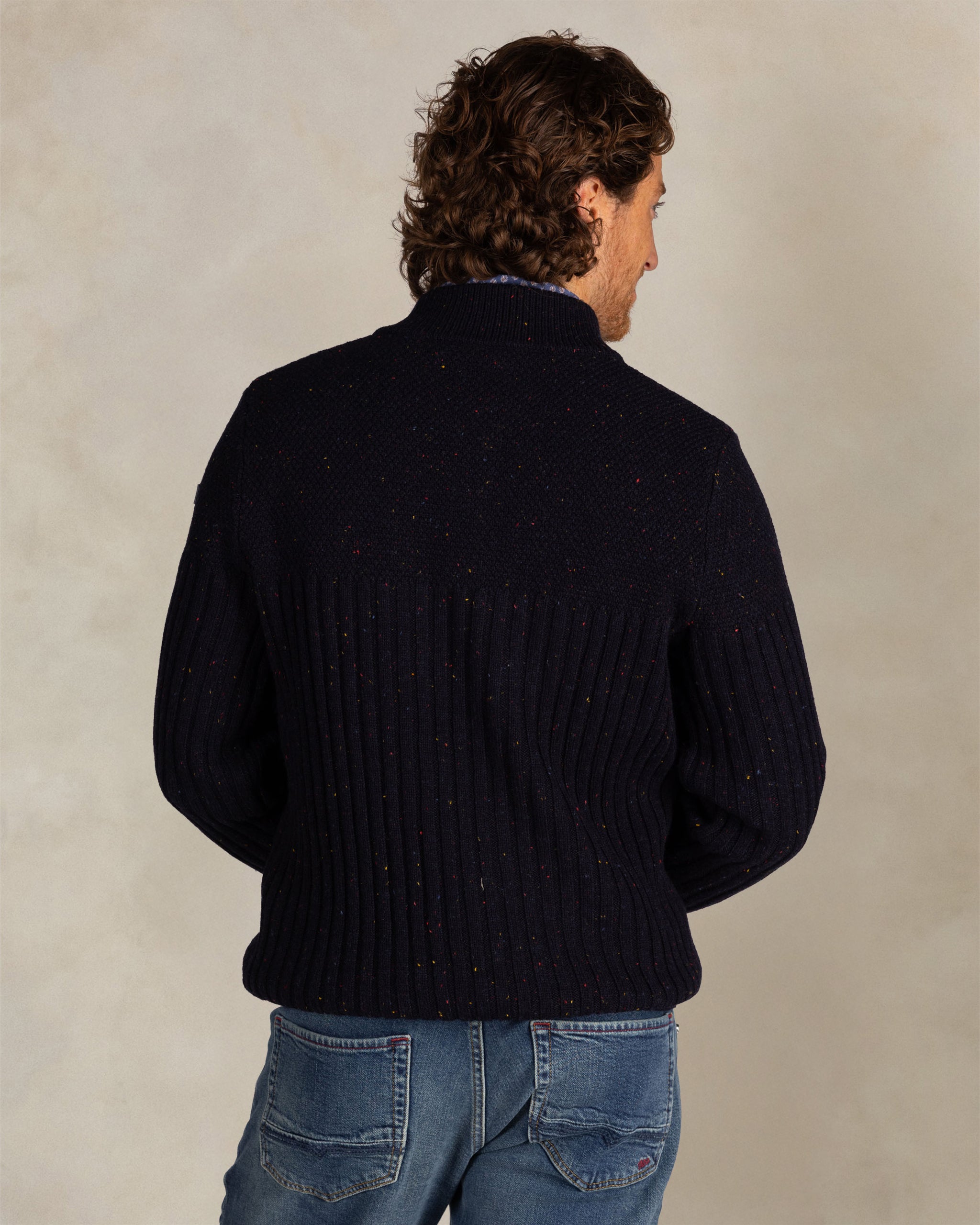 Blauwe wollen half zip trui Blauwe wollen half zip trui