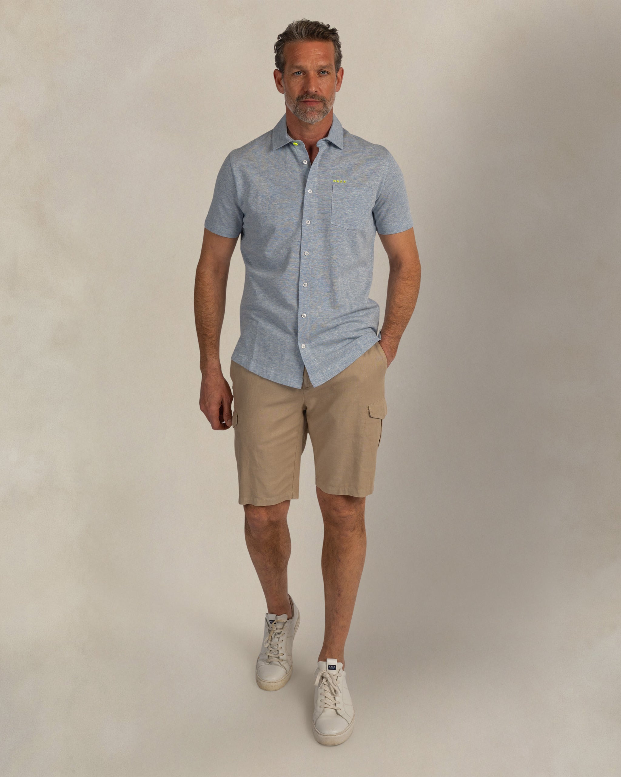 Chemise en lin mélangé bleu Chemise en lin mélangé bleu