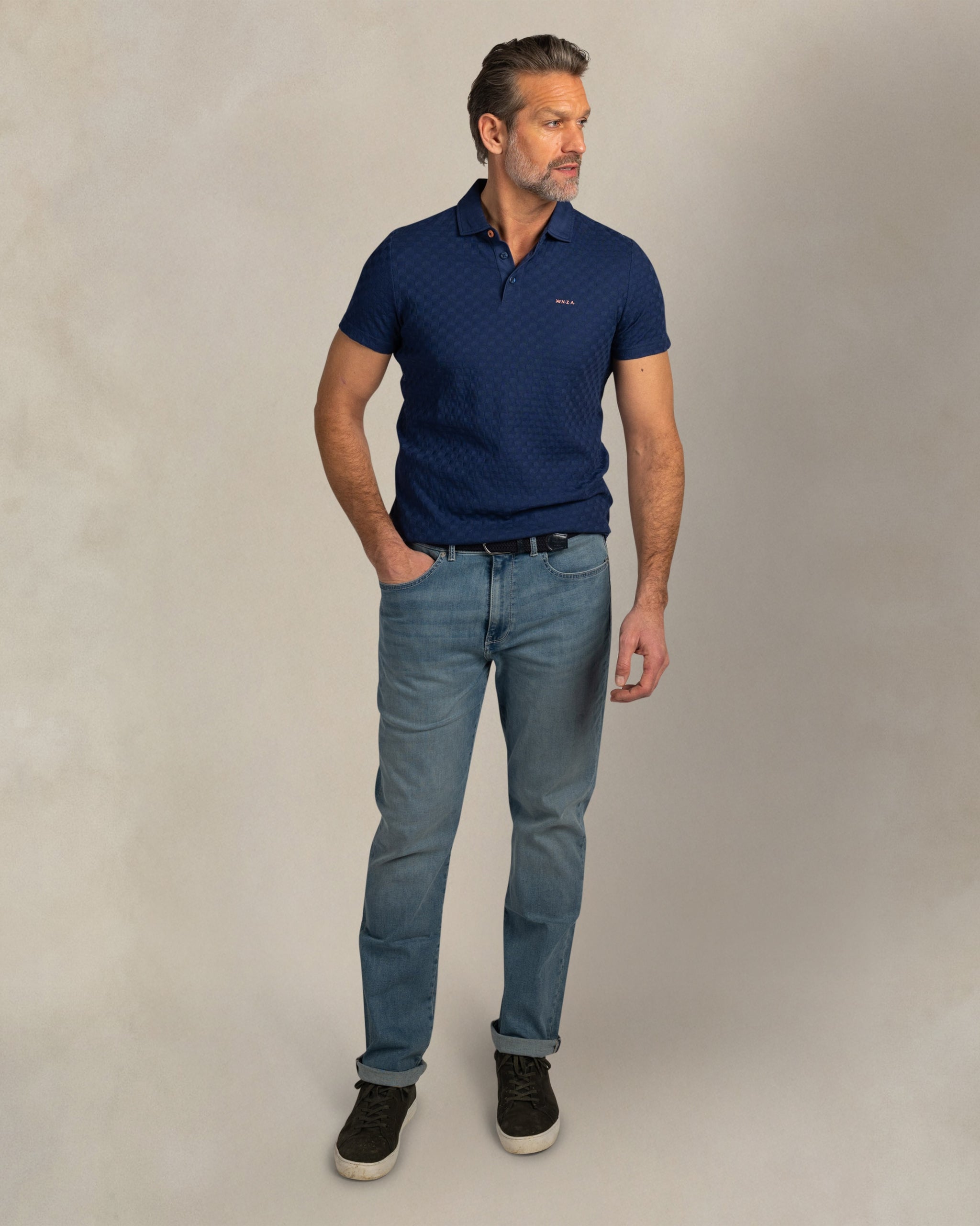 Blauwe 100% katoenen polo Blauwe 100% katoenen polo