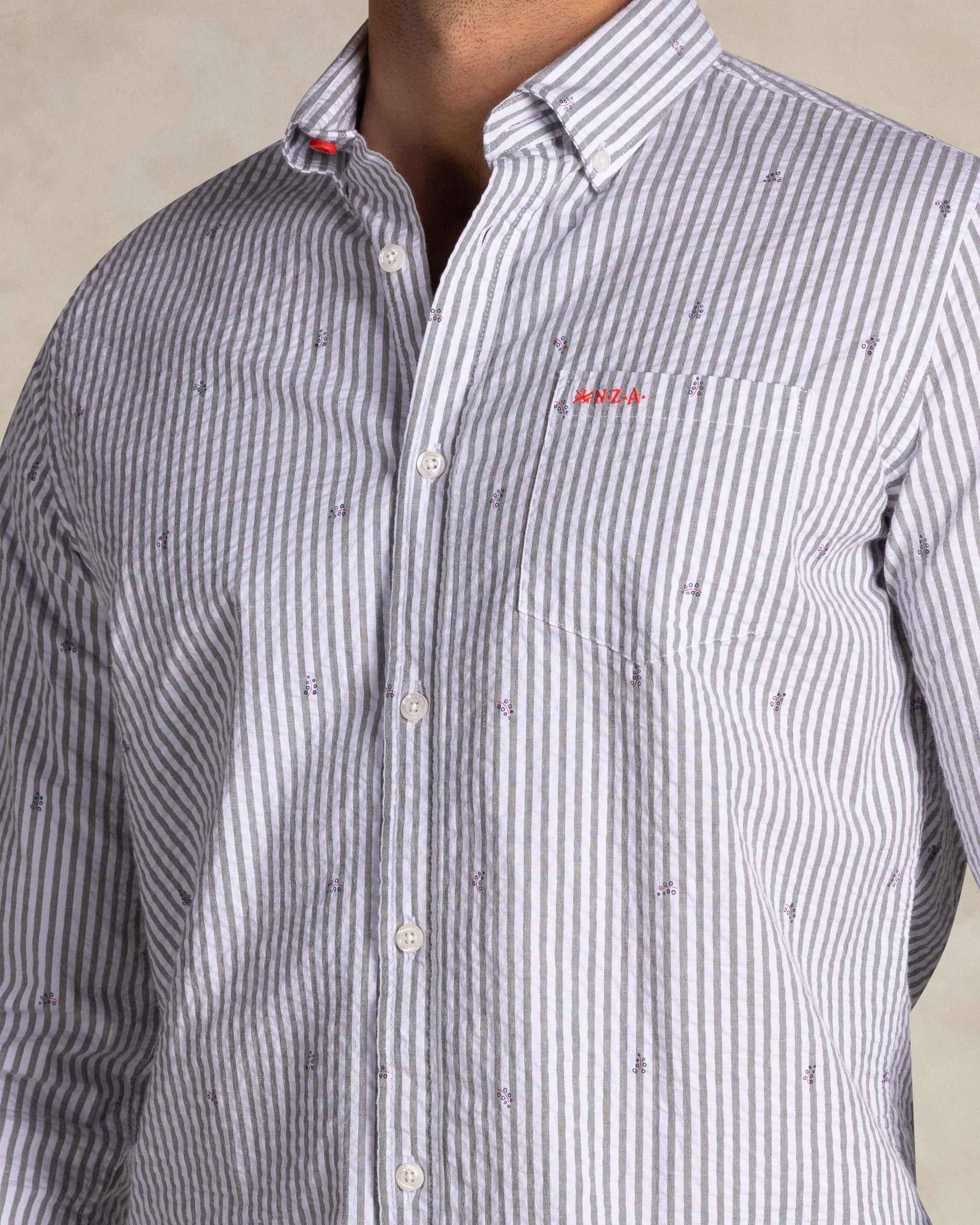 Groene katoenen stretch overhemd Groene katoenen stretch overhemd