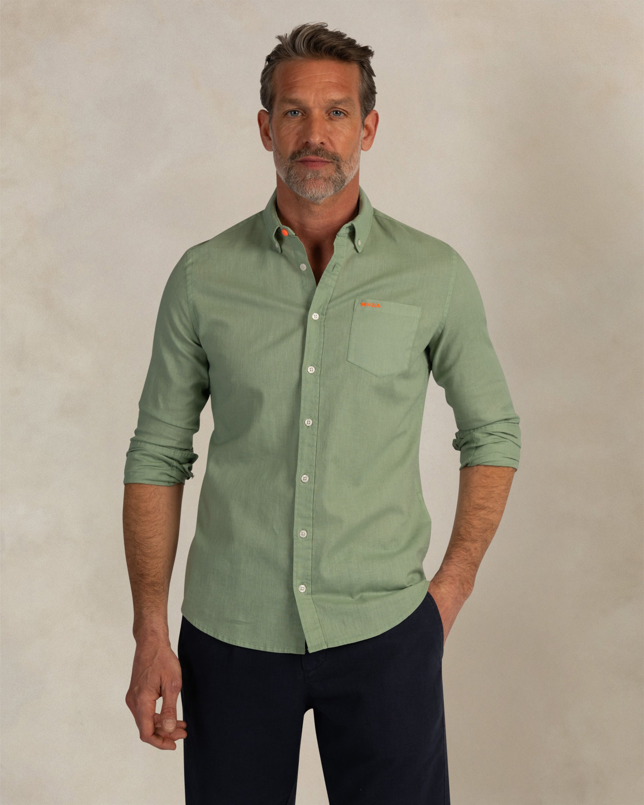 Chemise stretch en lin vert Chemise stretch en lin vert