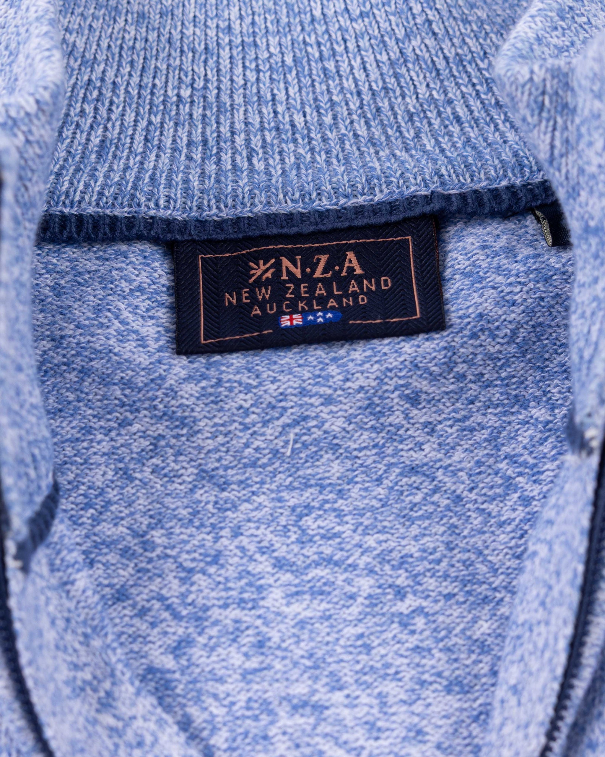 Blauwe katoenen quarter zip trui Blauwe katoenen quarter zip trui