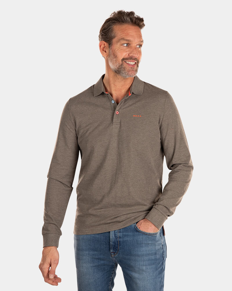Grey cotton long sleeved polo  - Misty Army Grey cotton long sleeved polo  - Misty Army