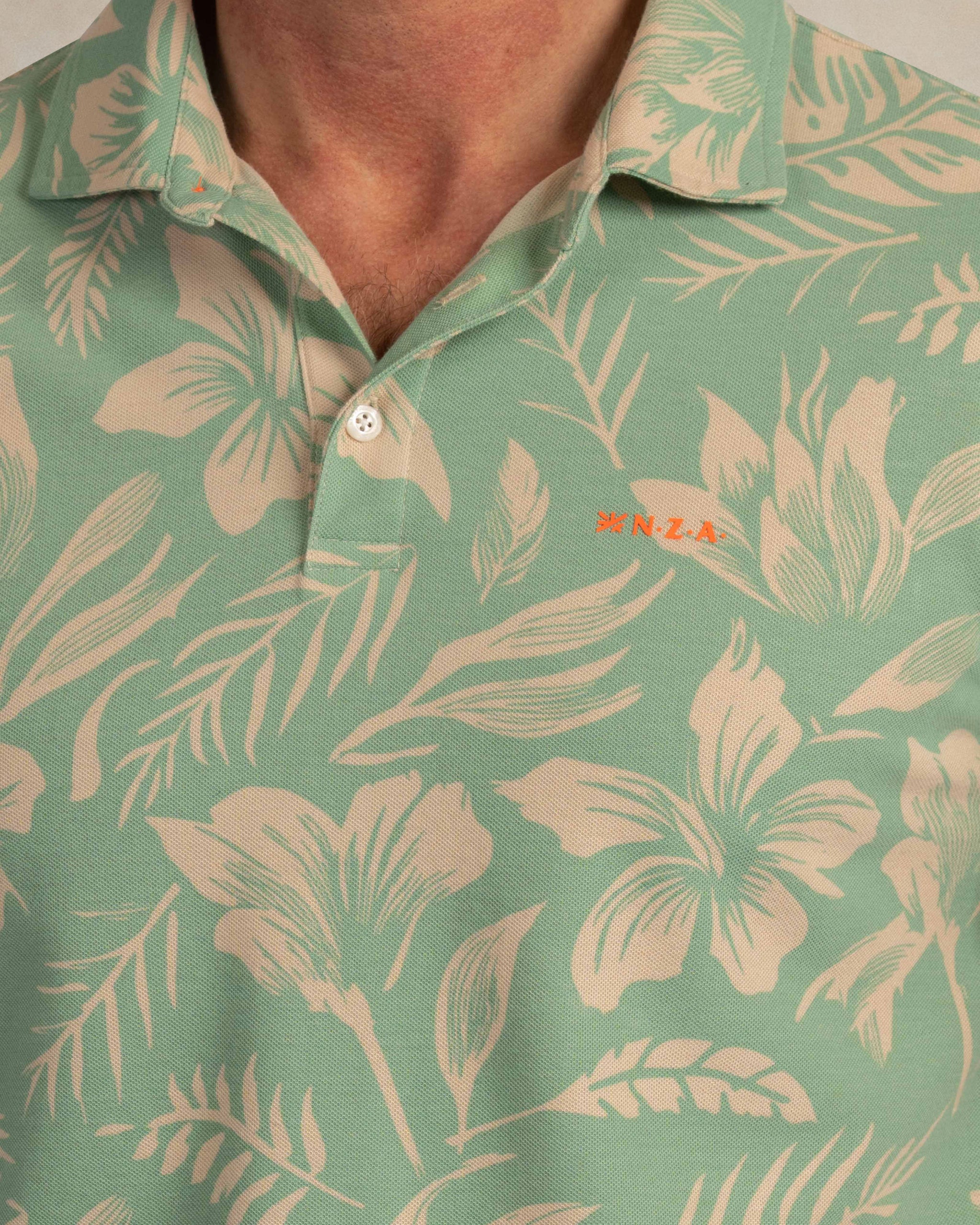 Groene katoenen print polo Groene katoenen print polo