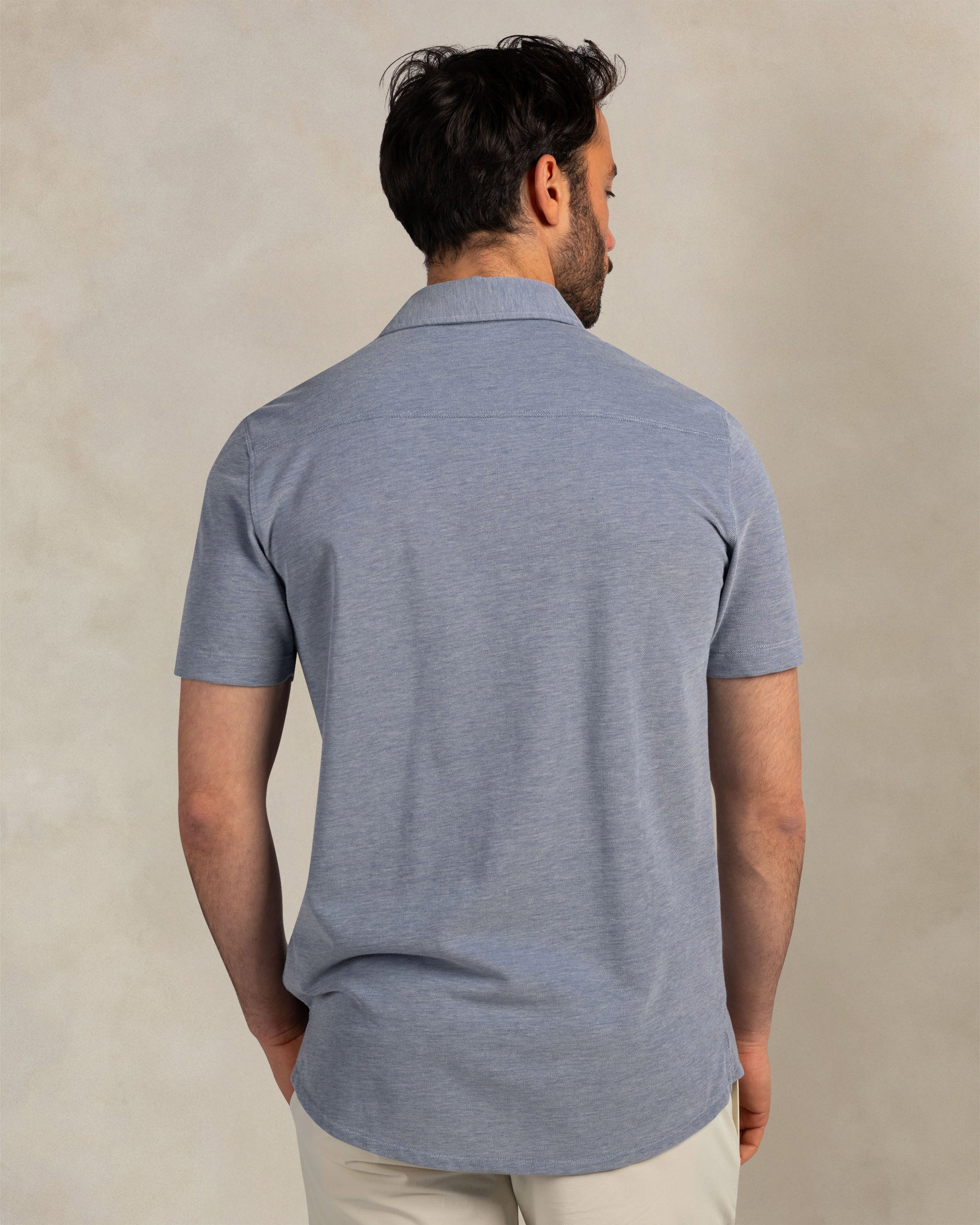 Camisa azul de piqué de algodón Camisa azul de piqué de algodón