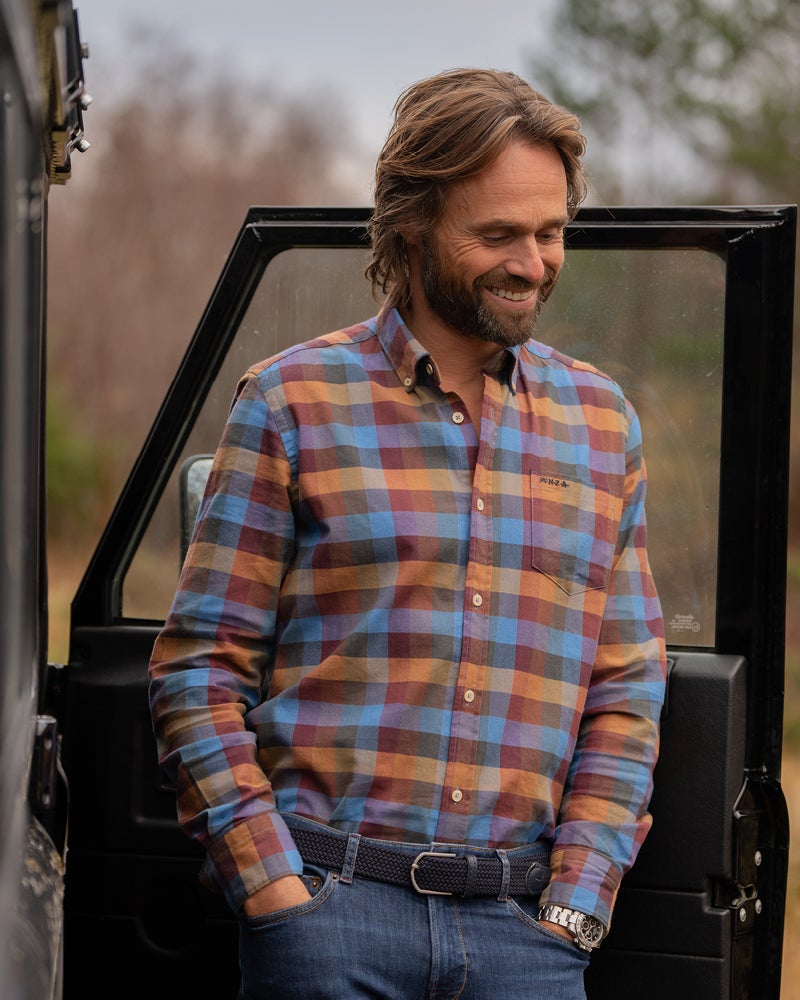 Camisa de algodón a cuadros azul Camisa de algodón a cuadros azul