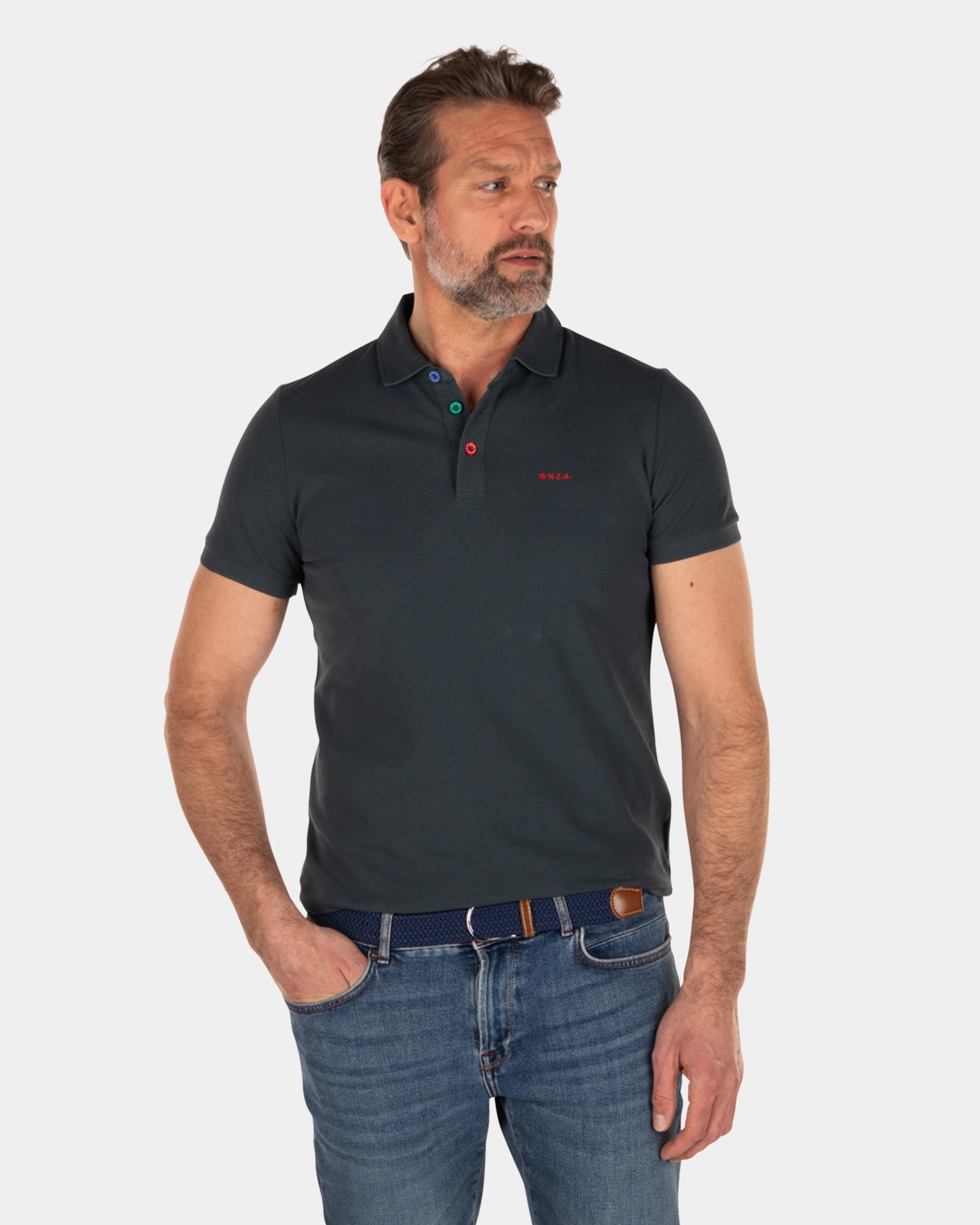 NZA Heritage cotton polo shirt - Green Grey NZA Heritage cotton polo shirt - Green Grey