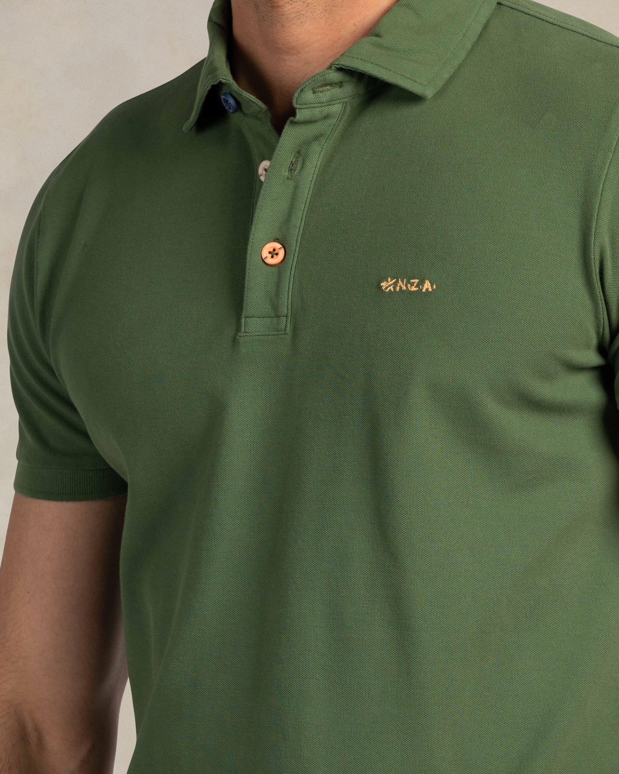 Dunkelgrünes Baumwoll-Stretch-Poloshirt Dunkelgrünes Baumwoll-Stretch-Poloshirt