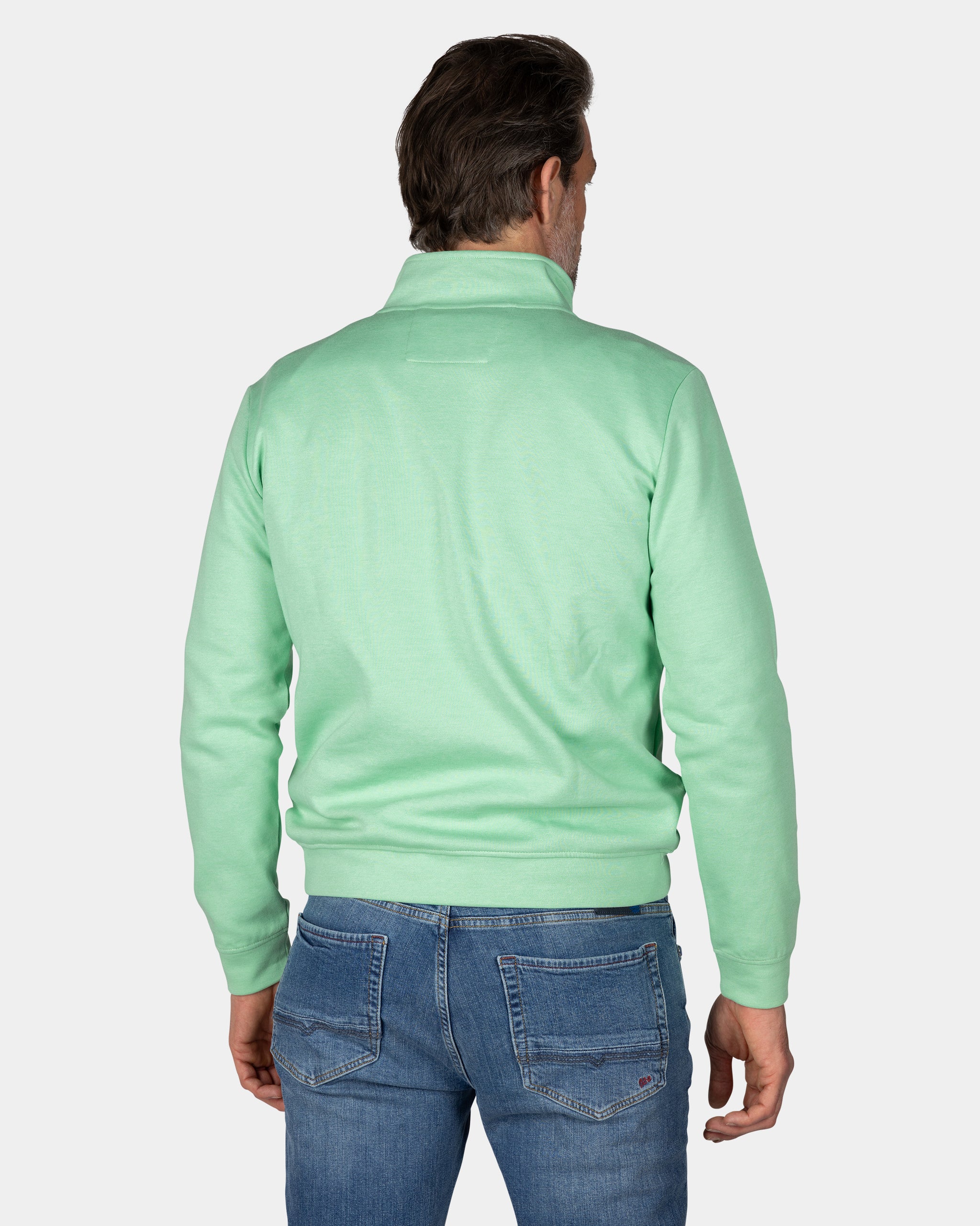 Suéter verde claro con cremallera media Suéter verde claro con cremallera media