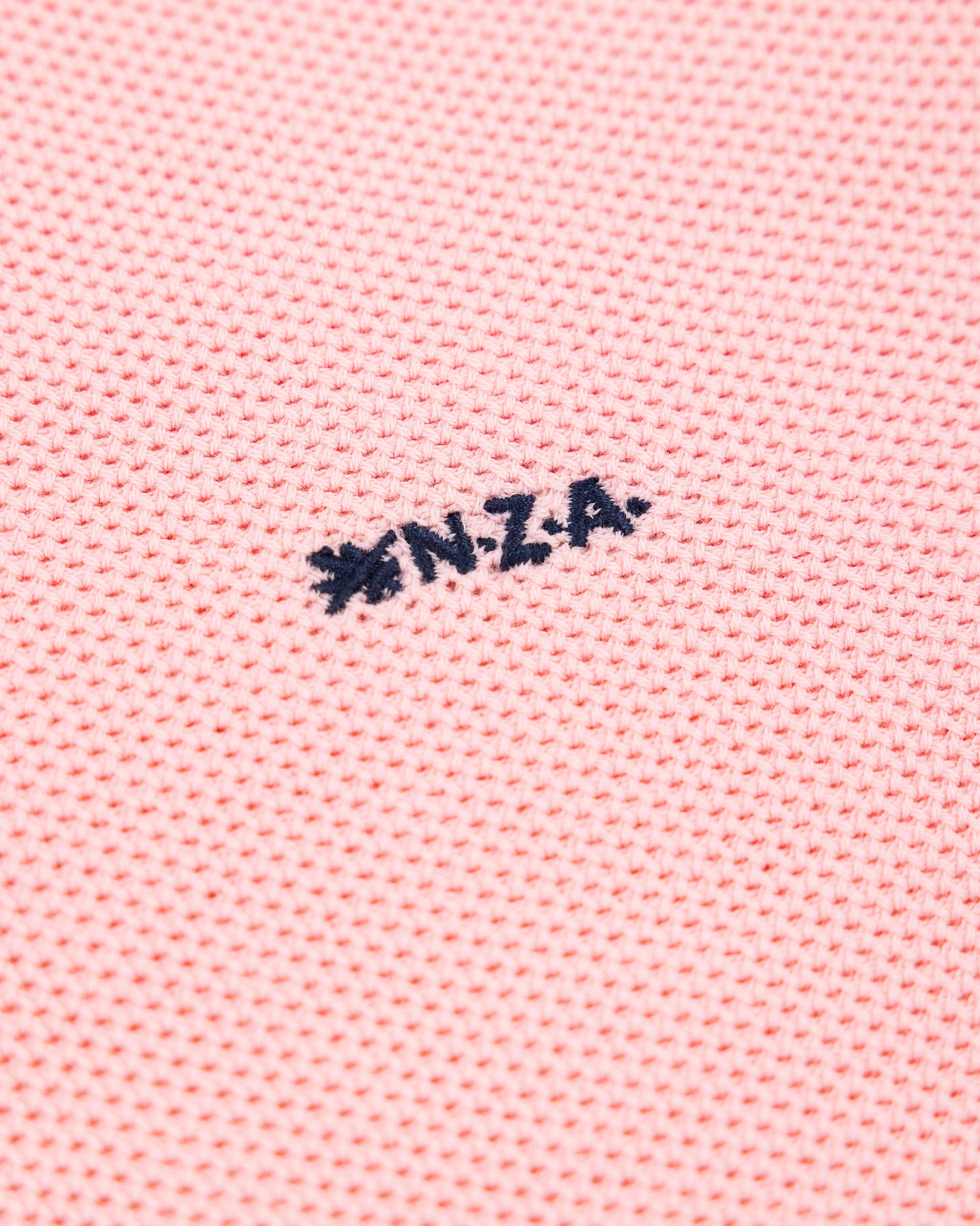 Suéter básico rosa pastel con cremallera media Suéter básico rosa pastel con cremallera media