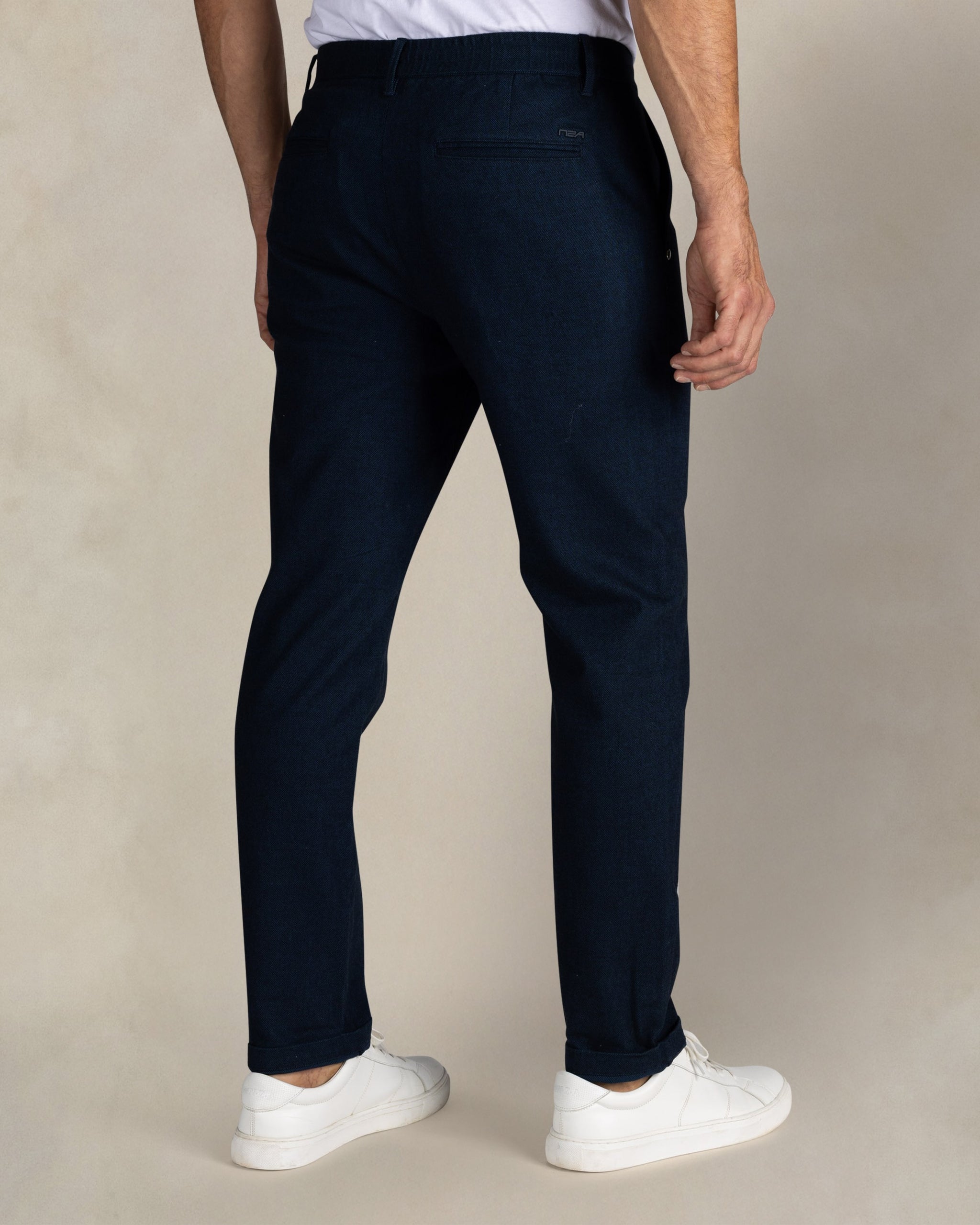 Blauwe katoenen stretch broek Blauwe katoenen stretch broek