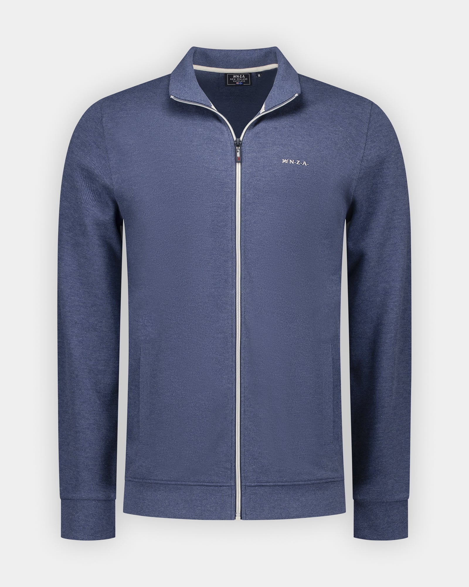 Chaqueta de algodón azul marino con cremallera completa Chaqueta de algodón azul marino con cremallera completa