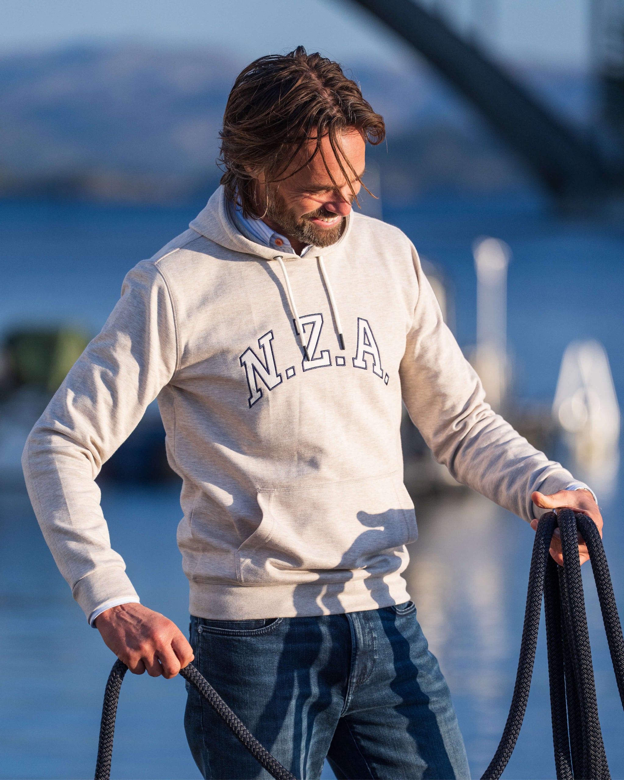 Ecru katoenen logo hoodie Ecru katoenen logo hoodie