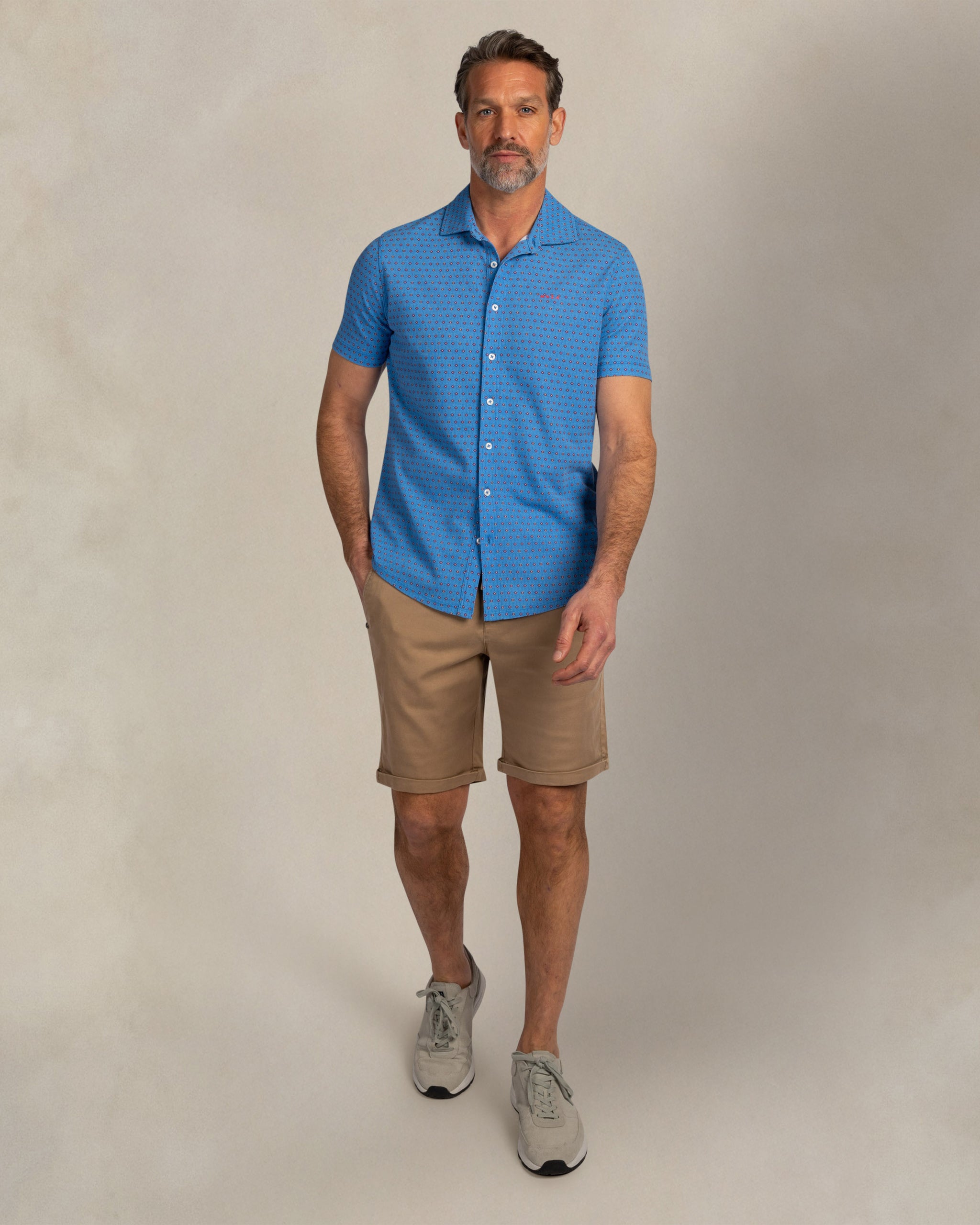 Camisa piqué azul de manga corta Camisa piqué azul de manga corta