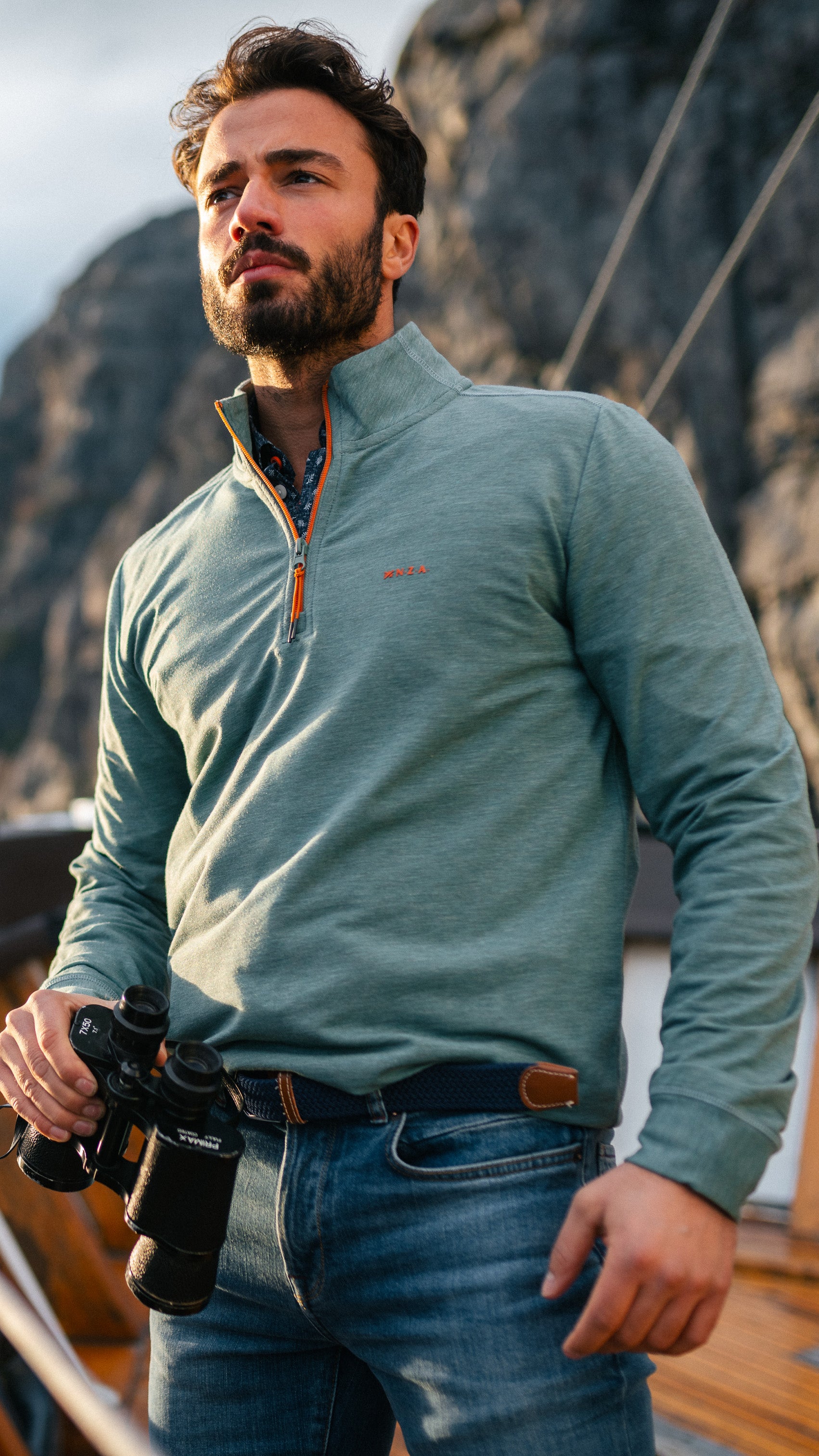 Light green half-zip sweater - Pebble Green Light green half-zip sweater - Pebble Green