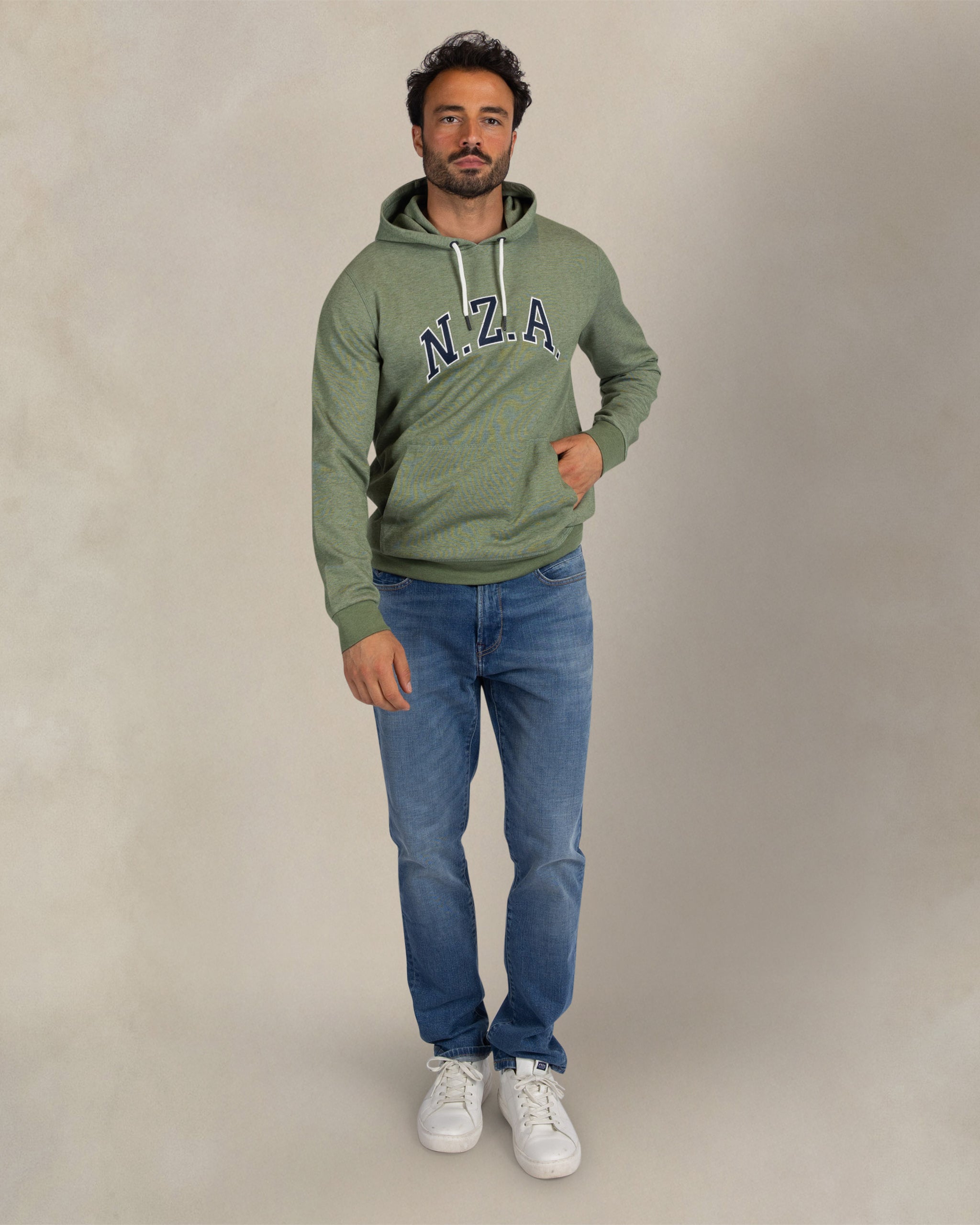 Sudadera con capucha de algodón verde con logo Sudadera con capucha de algodón verde con logo