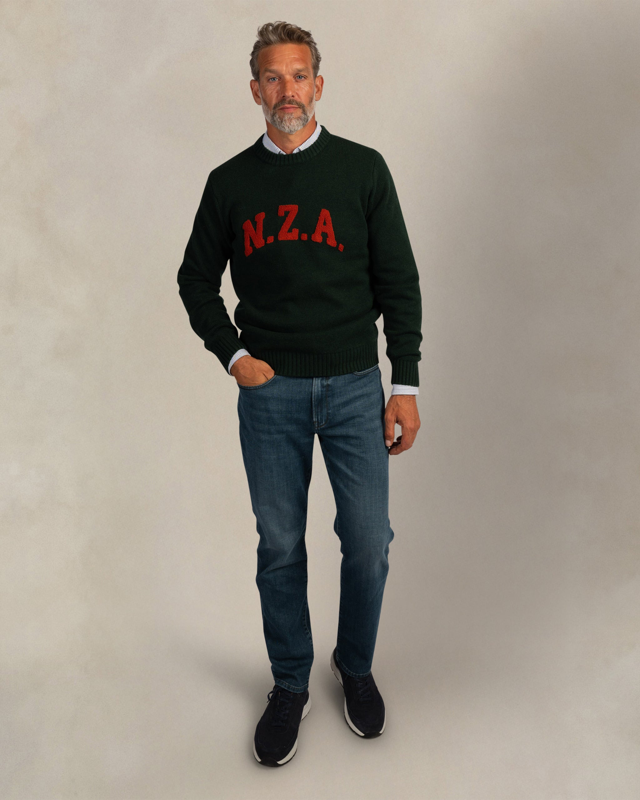 Dark green wool logo knit Dark green wool logo knit