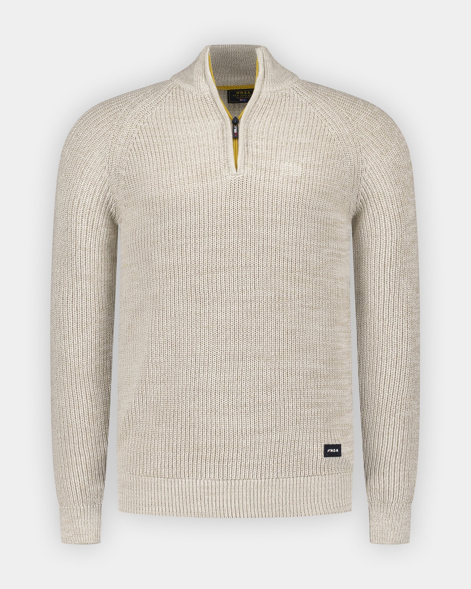 Ecru-farbener Baumwoll-Half-Zip-Pullover Ecru-farbener Baumwoll-Half-Zip-Pullover