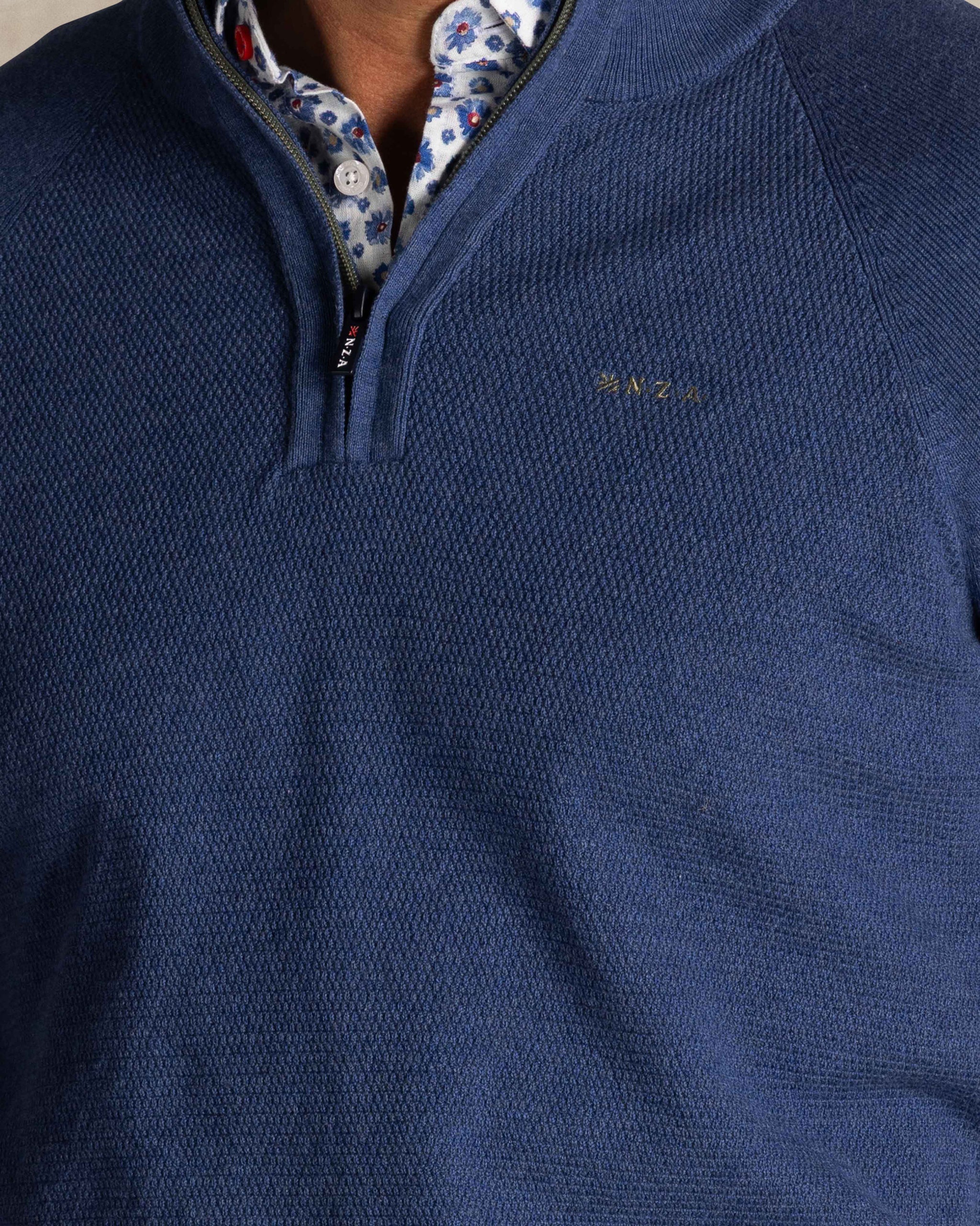 Bleu coton pull à demi-zip Bleu coton pull à demi-zip