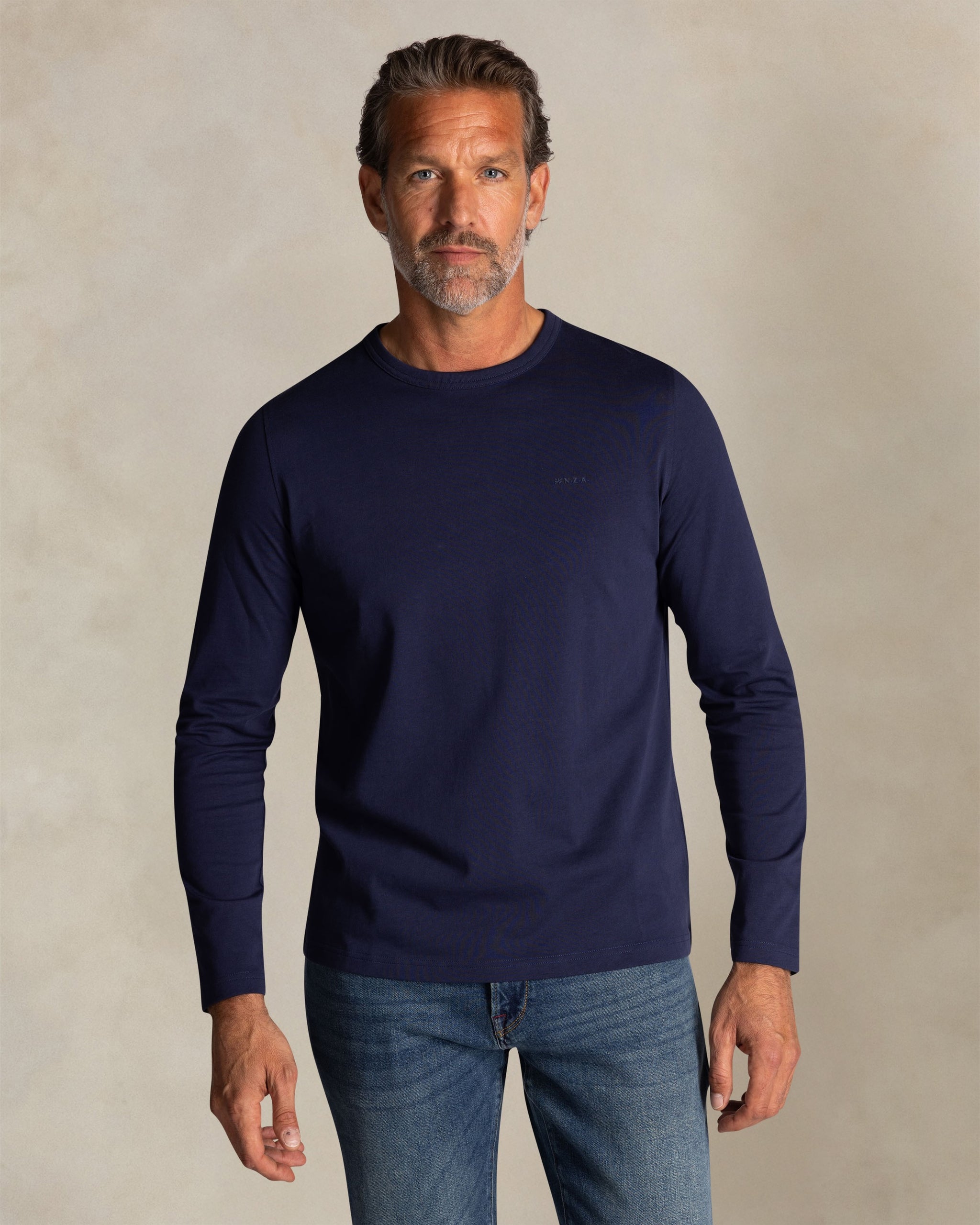 Blaues Baumwoll-Longsleeve Blaues Baumwoll-Longsleeve
