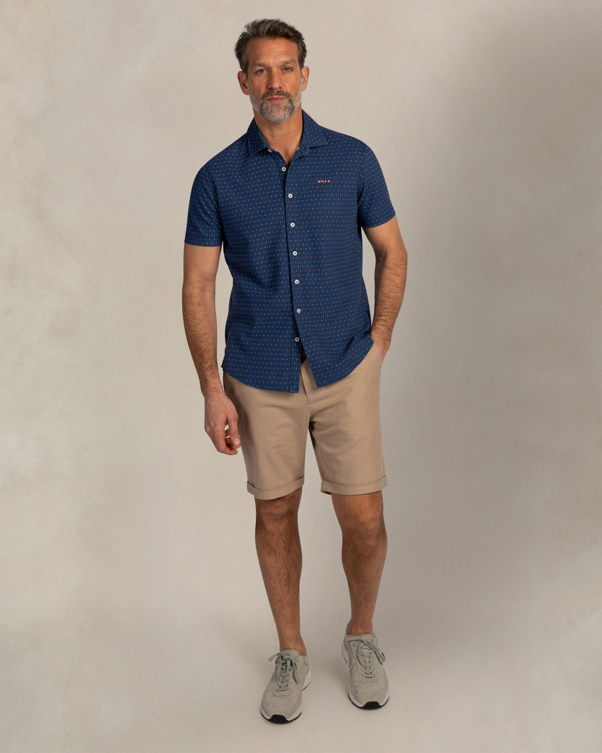 Camisa piqué azul oscuro de manga corta Camisa piqué azul oscuro de manga corta