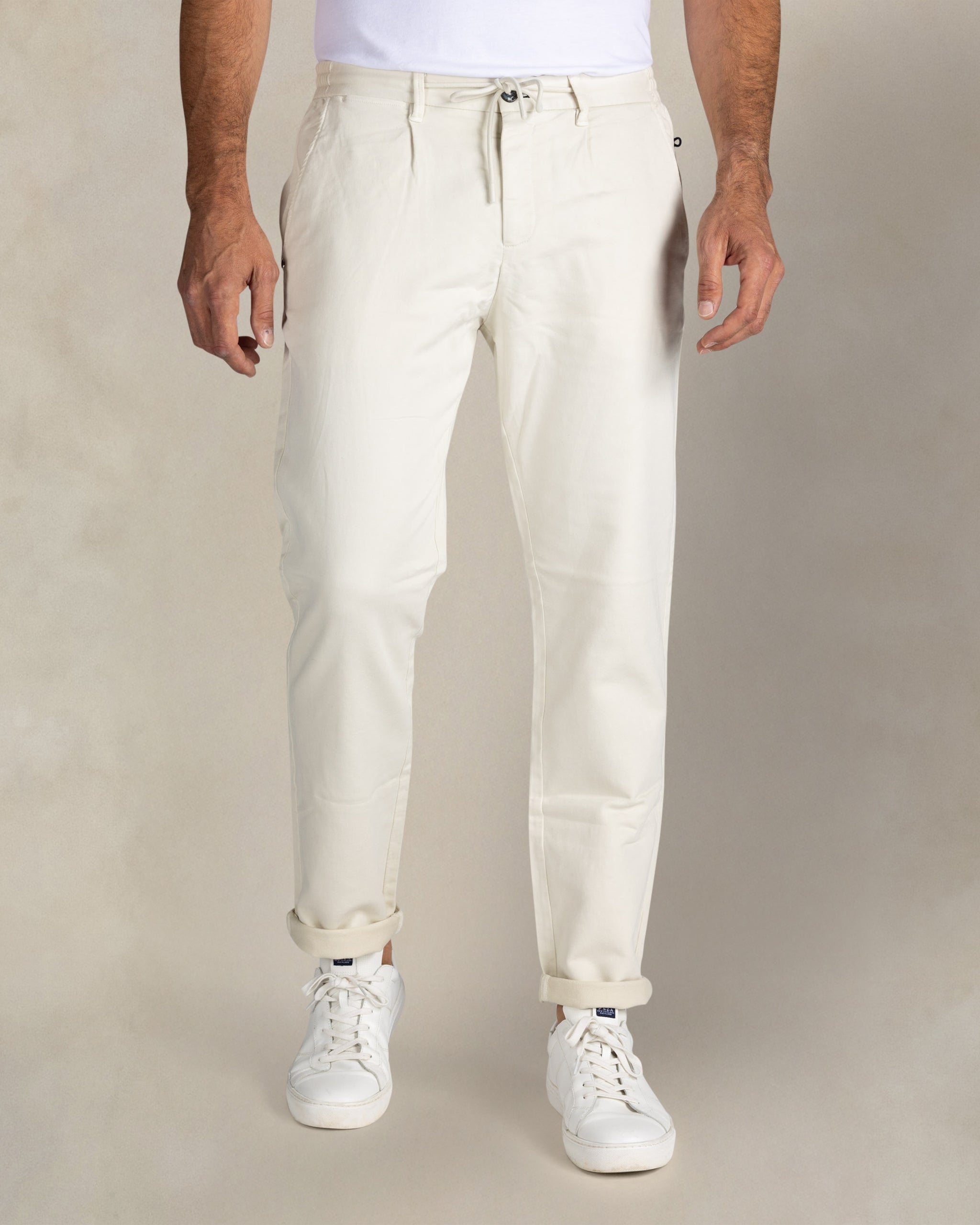 Ecru cotton stretch trousers Ecru cotton stretch trousers