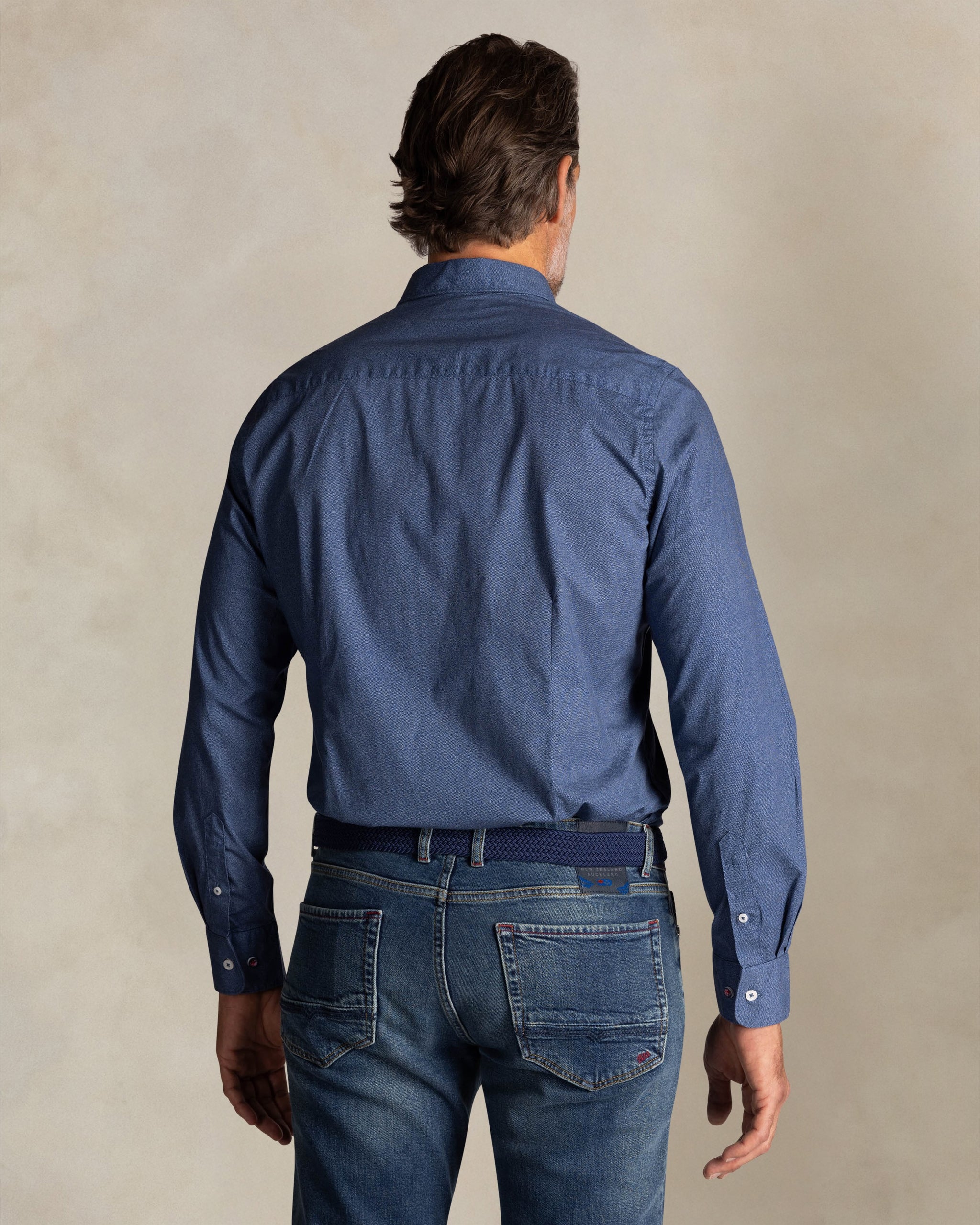 Blaues stretch-baumwollhemd Blaues stretch-baumwollhemd