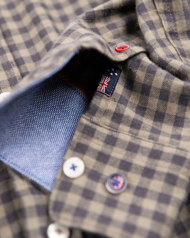 Geruit katoenen flannel overhemd - Army Ground Geruit katoenen flannel overhemd - Army Ground