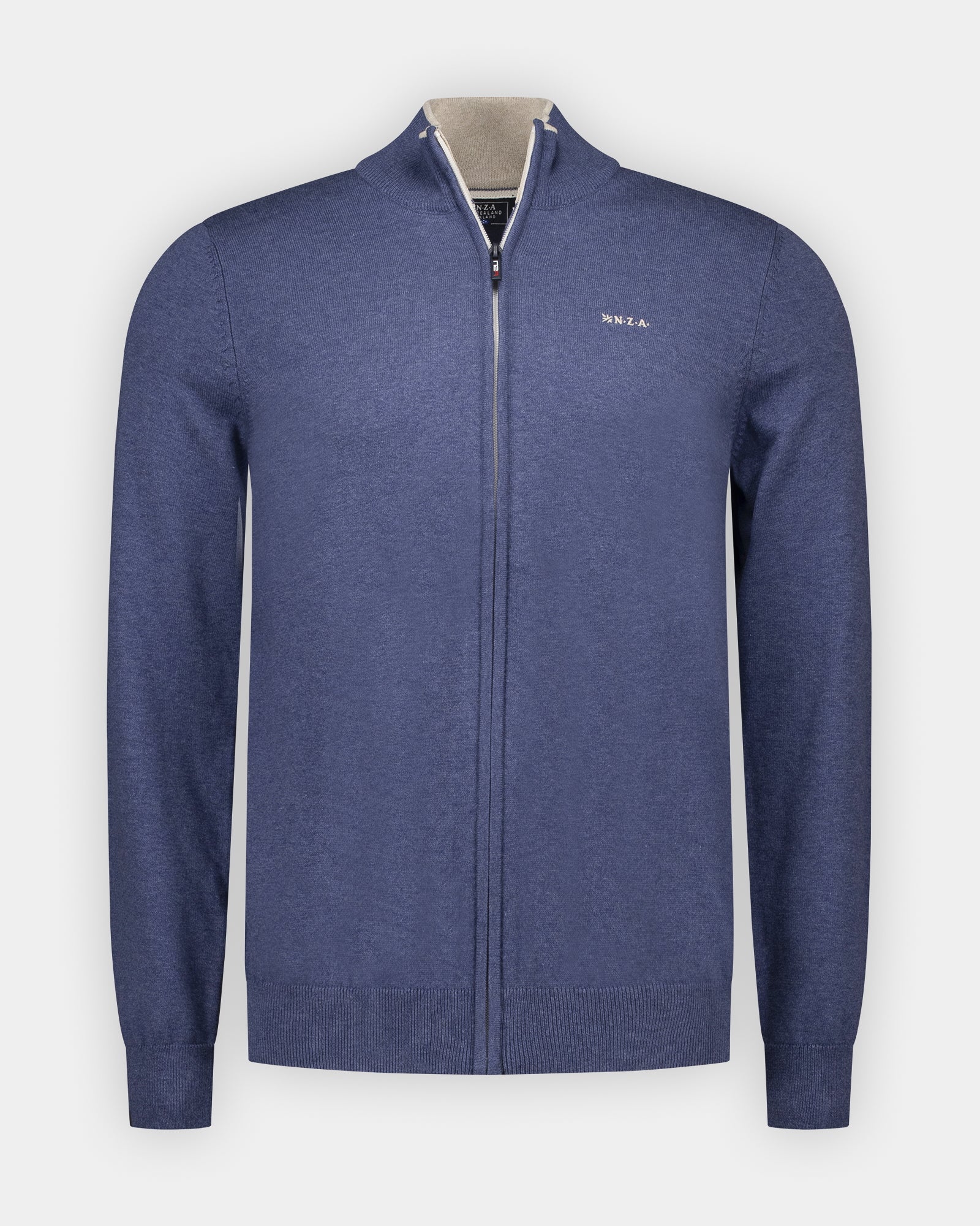 Blaue strickjacke aus baumwolle Blaue strickjacke aus baumwolle