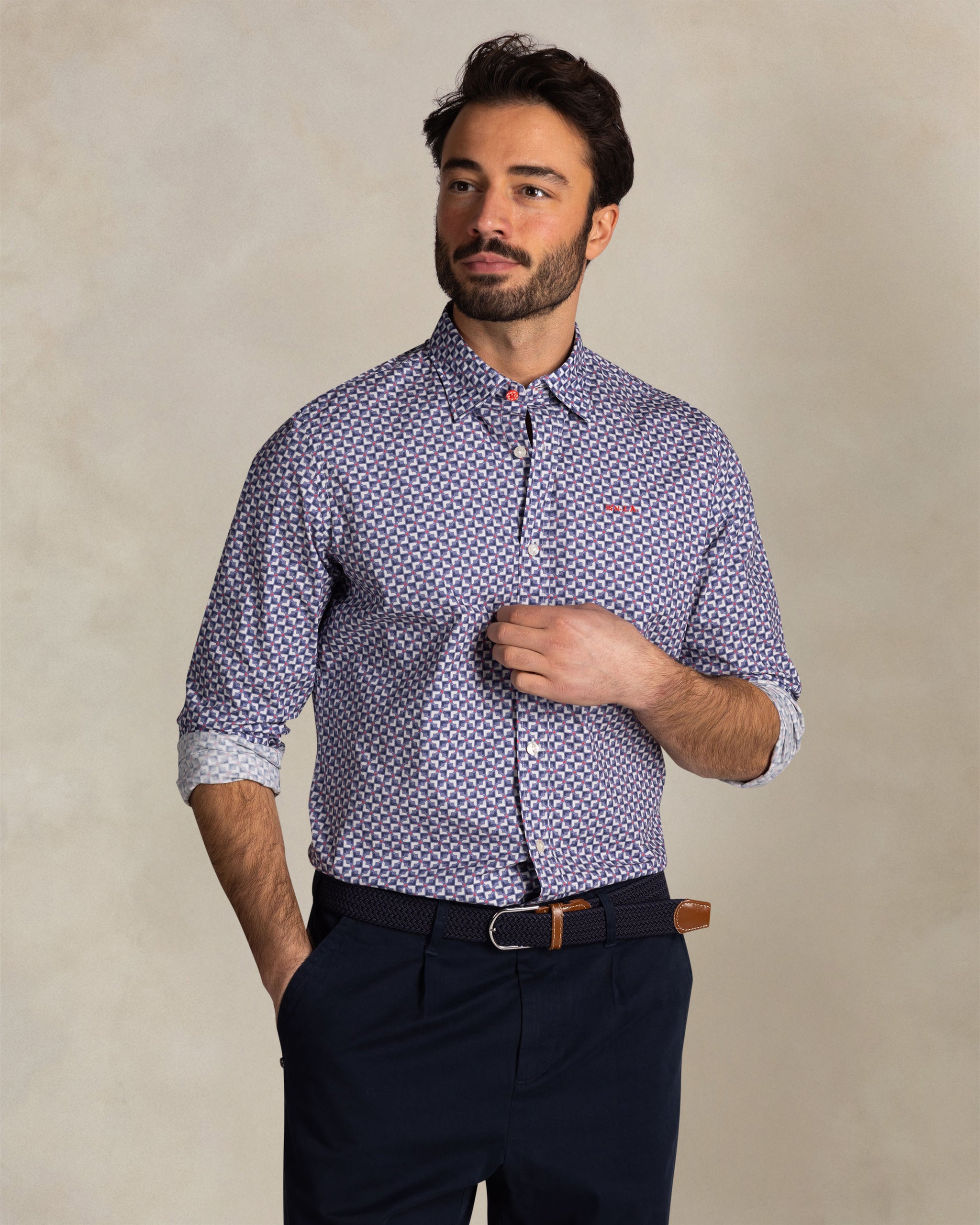 Blue cotton stretch shirt Blue cotton stretch shirt