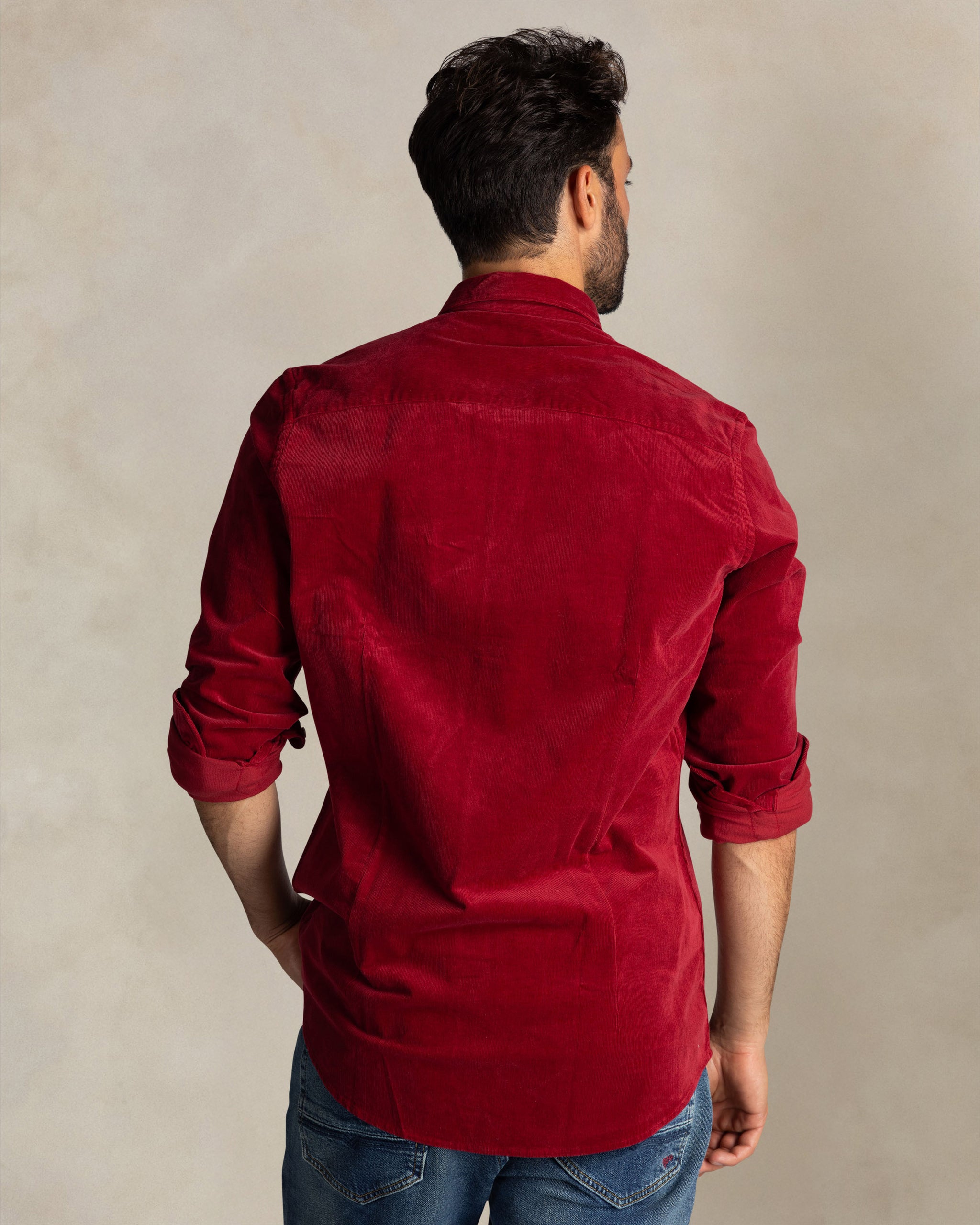 Camisa roja de algodón elástico Camisa roja de algodón elástico