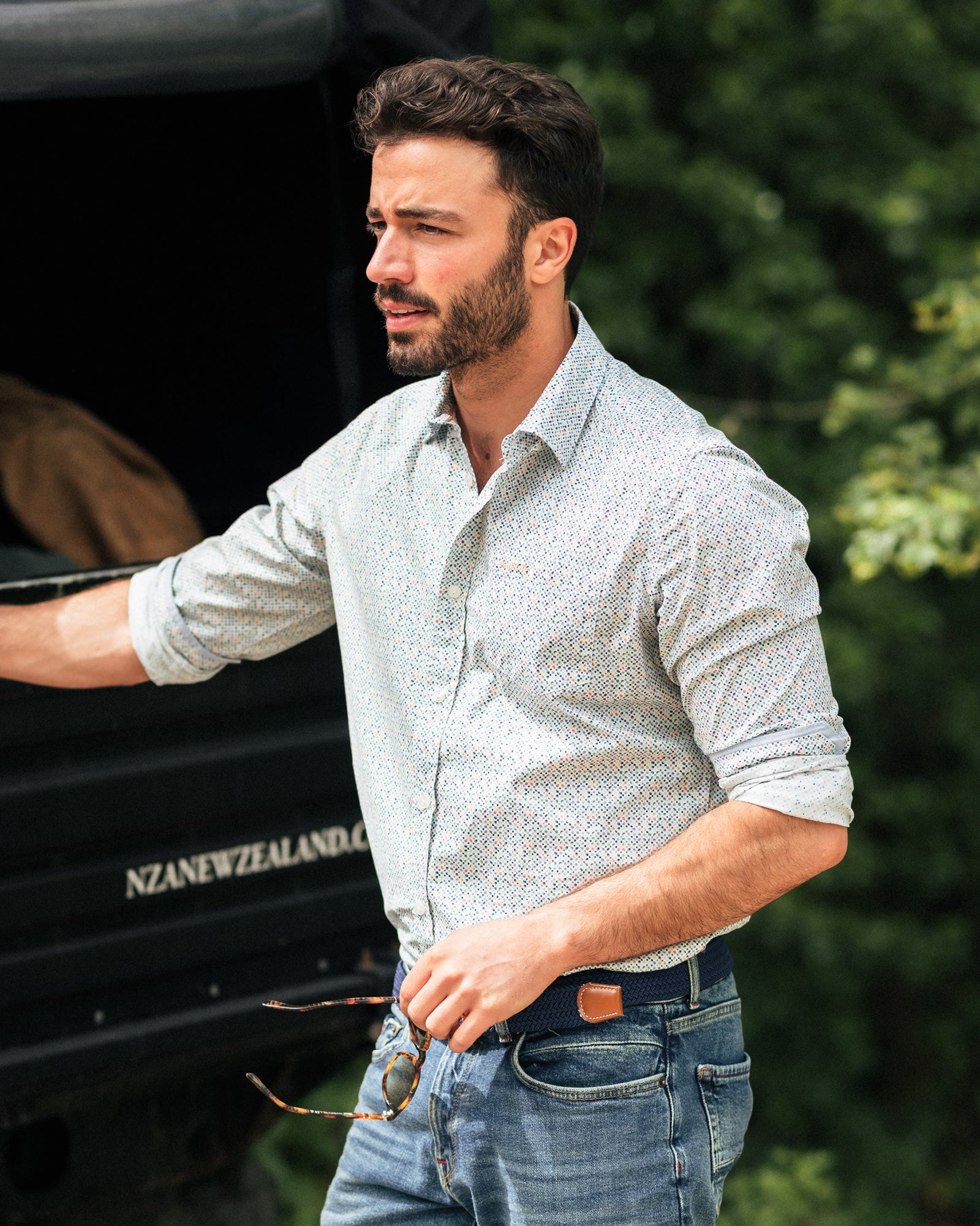 Chemise en coton imprimée bleue Chemise en coton imprimée bleue