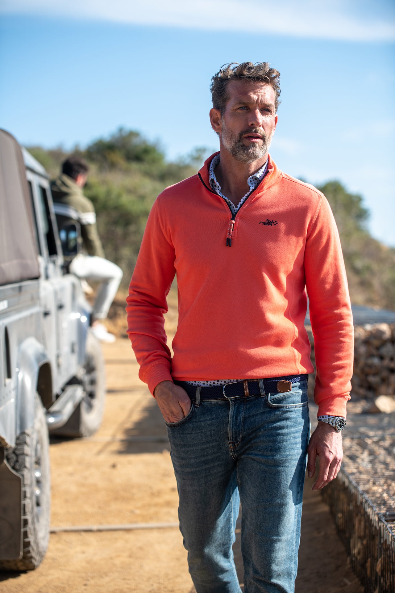 Cotton french rib half zip sweater - Red Cider Cotton french rib half zip sweater - Red Cider