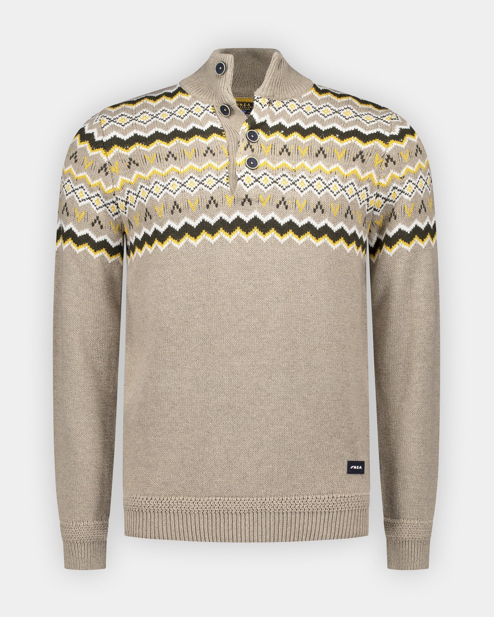 Suéter crudo con cuello abotonado Suéter crudo con cuello abotonado