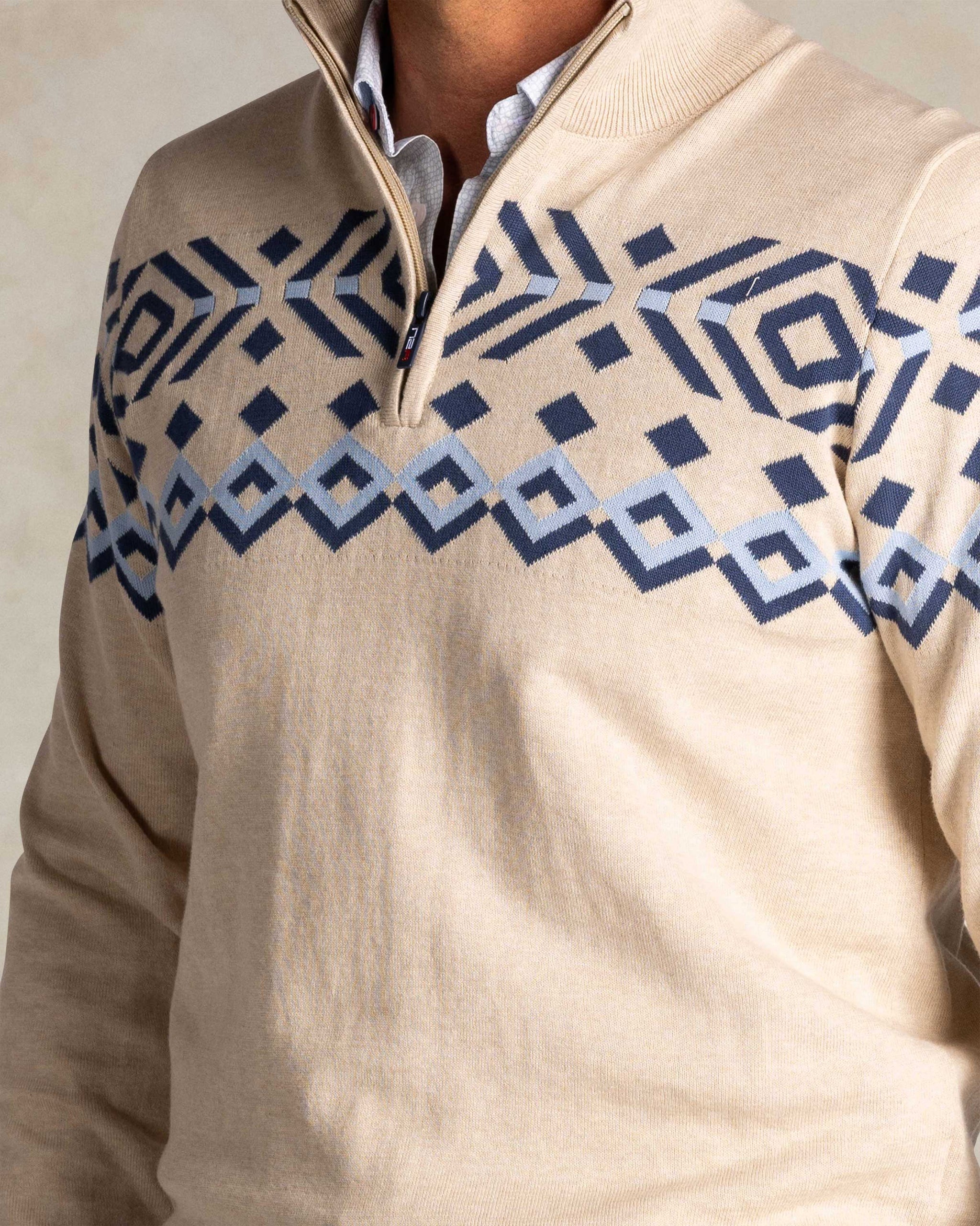 Ecru Baumwoll-Half-Zip-Pullover Ecru Baumwoll-Half-Zip-Pullover
