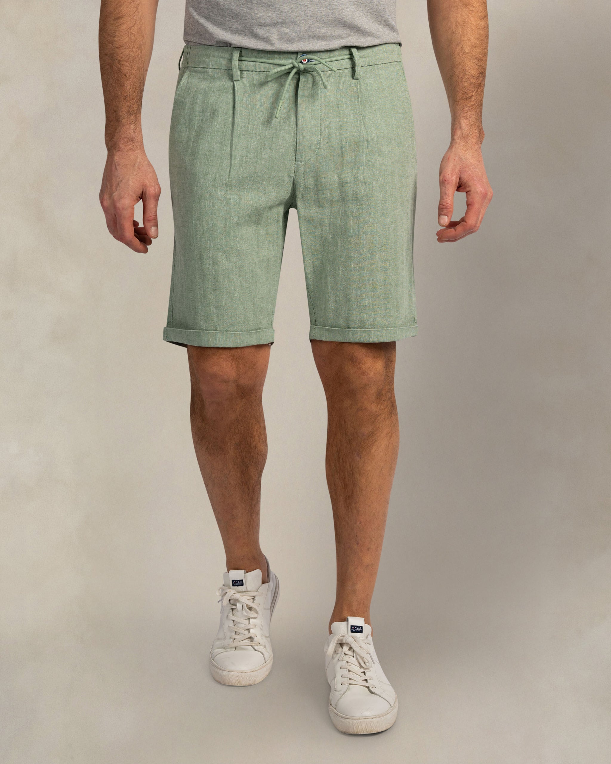 Grüne Leinenmischung Chino-Shorts Grüne Leinenmischung Chino-Shorts