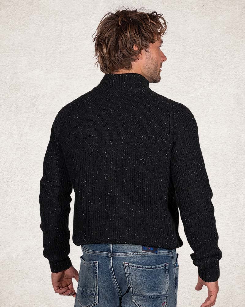 Jersey con media cremallera de lana y algodón - Crushing Green Jersey con media cremallera de lana y algodón - Crushing Green