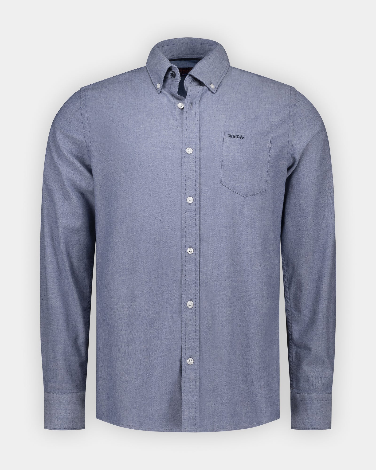 Blauwe katoenen stretch overhemd Blauwe katoenen stretch overhemd