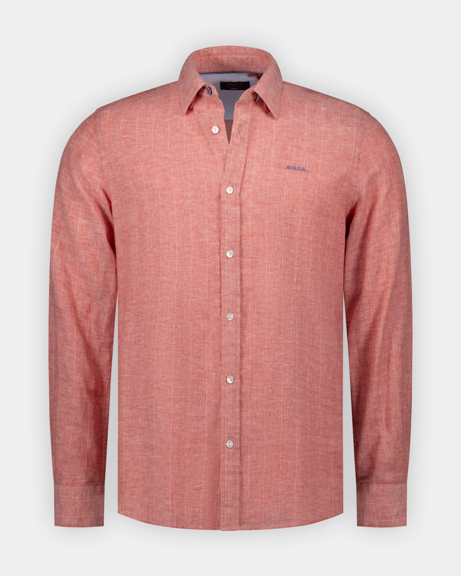 Rode linnen mix overhemd Rode linnen mix overhemd