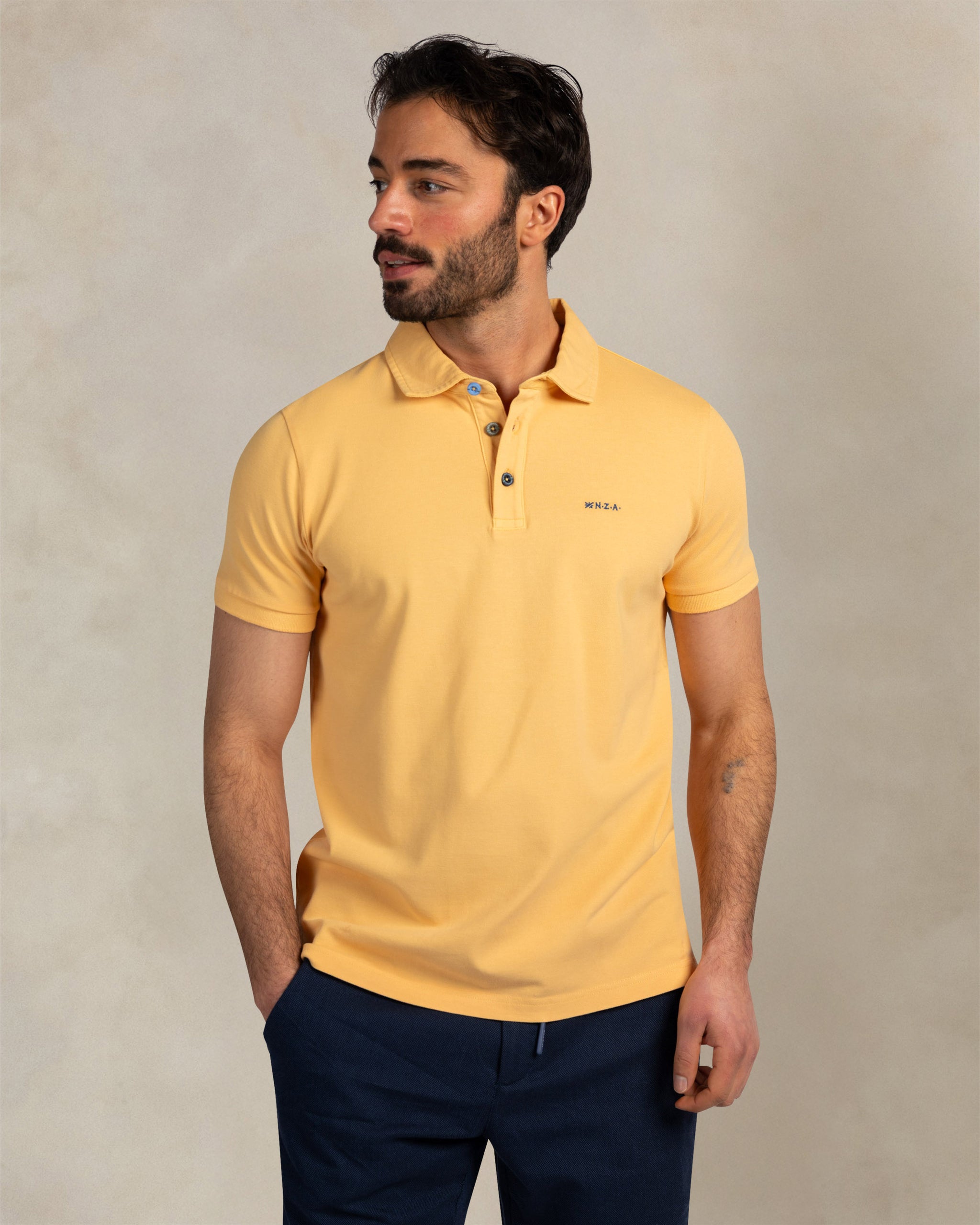 Polo amarillo de algodón elástico Polo amarillo de algodón elástico