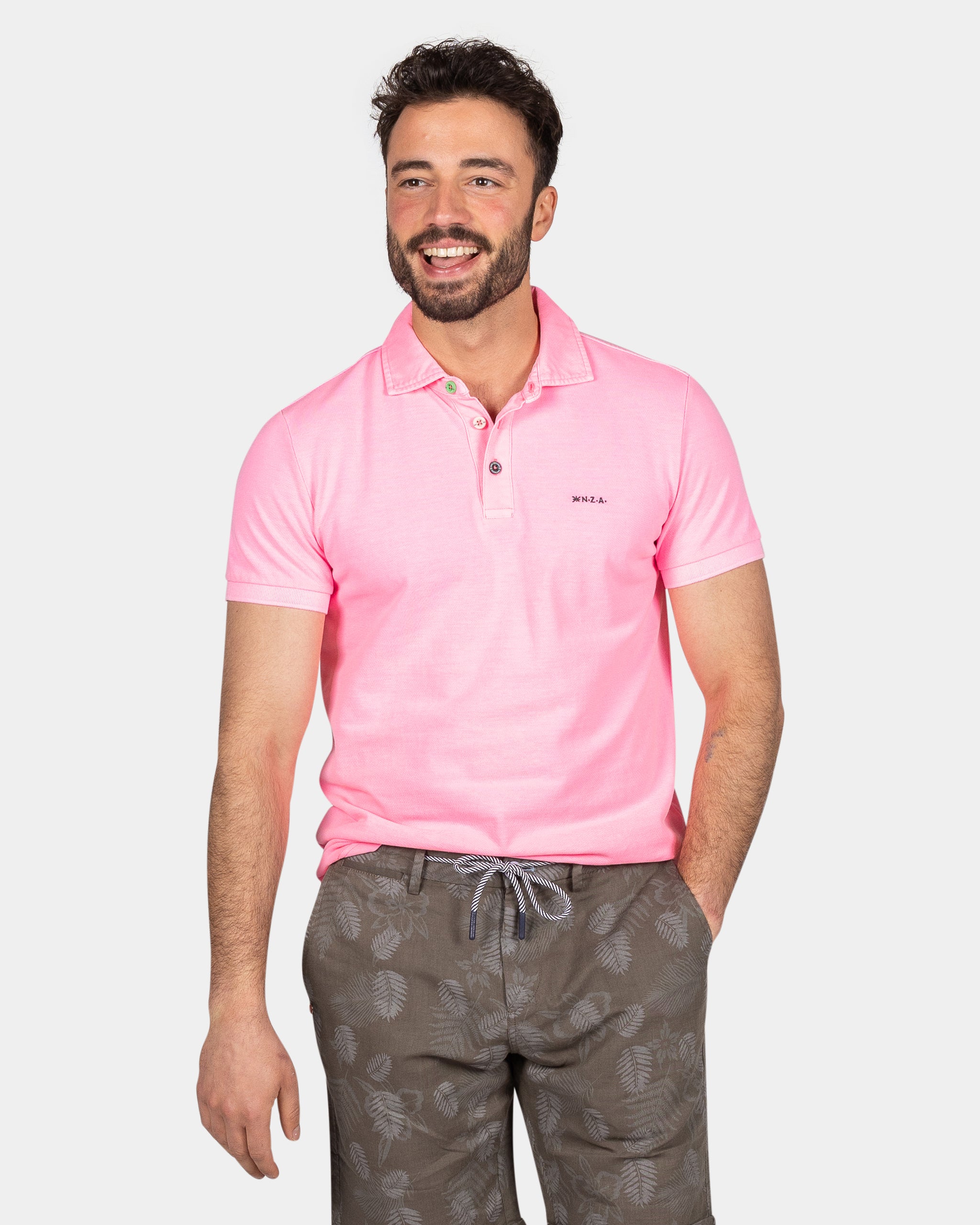 Schlichtes Poloshirt aus Baumwolle - Bright Pink Schlichtes Poloshirt aus Baumwolle - Bright Pink