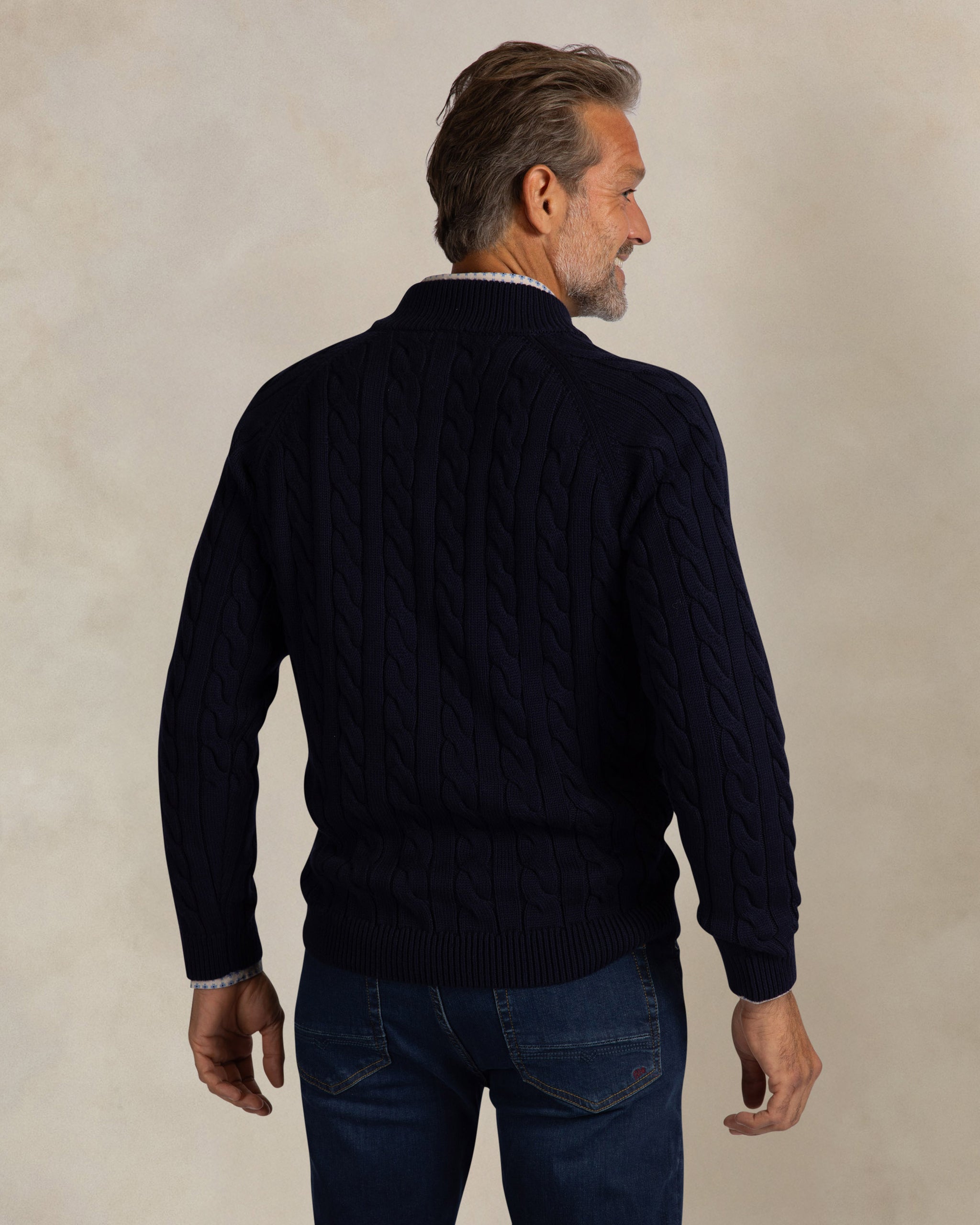 Dark blue quarter zip cable knit Dark blue quarter zip cable knit