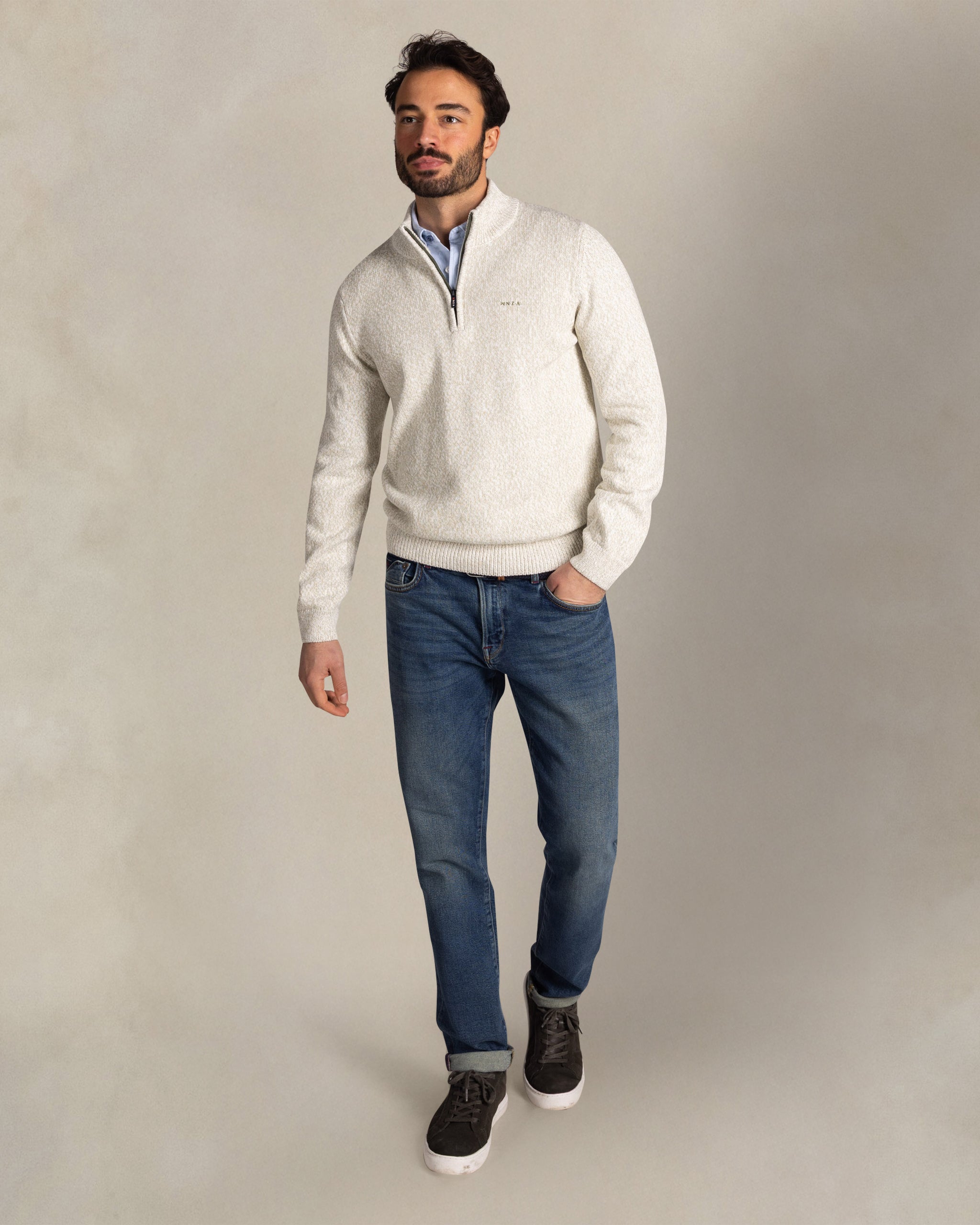 Green cotton half zip pullover Green cotton half zip pullover